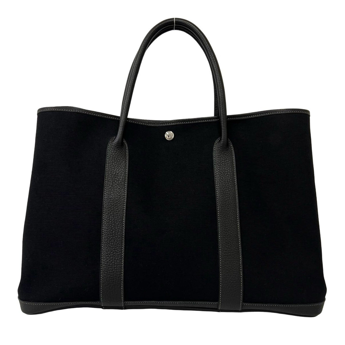 Hermes Black Toile Officier Negonda Leather Handbag Tote Bag (Pre-Owned)
