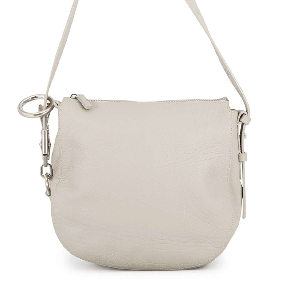 Burberry Light Gray Leather Handbag Shoulder Bag (Pre-Owned)