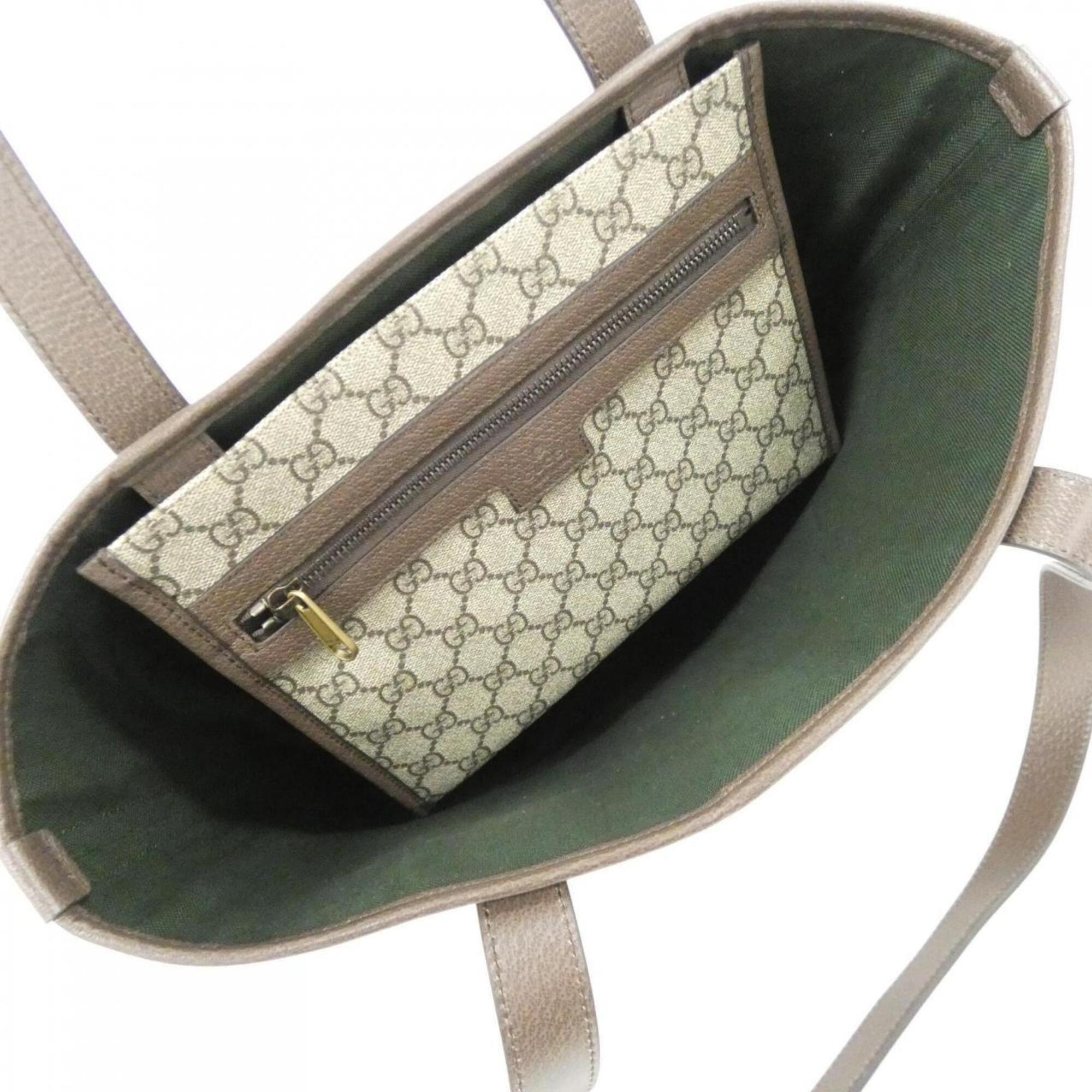 Gucci Beige Brown Coated Canvas Handbag (Pre-Owned)