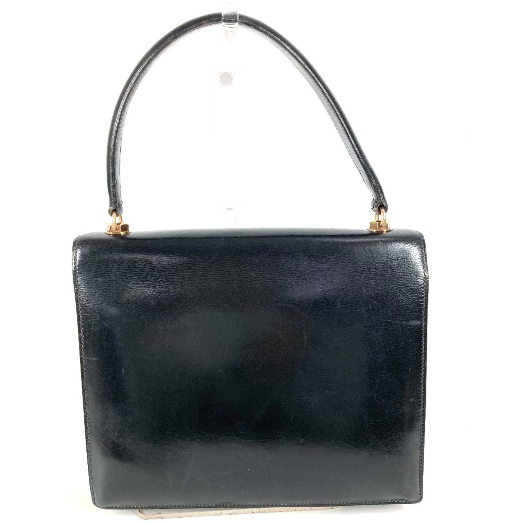 Hermes Black Box Calf Leather Handbag Tote Bag (Pre-Owned)