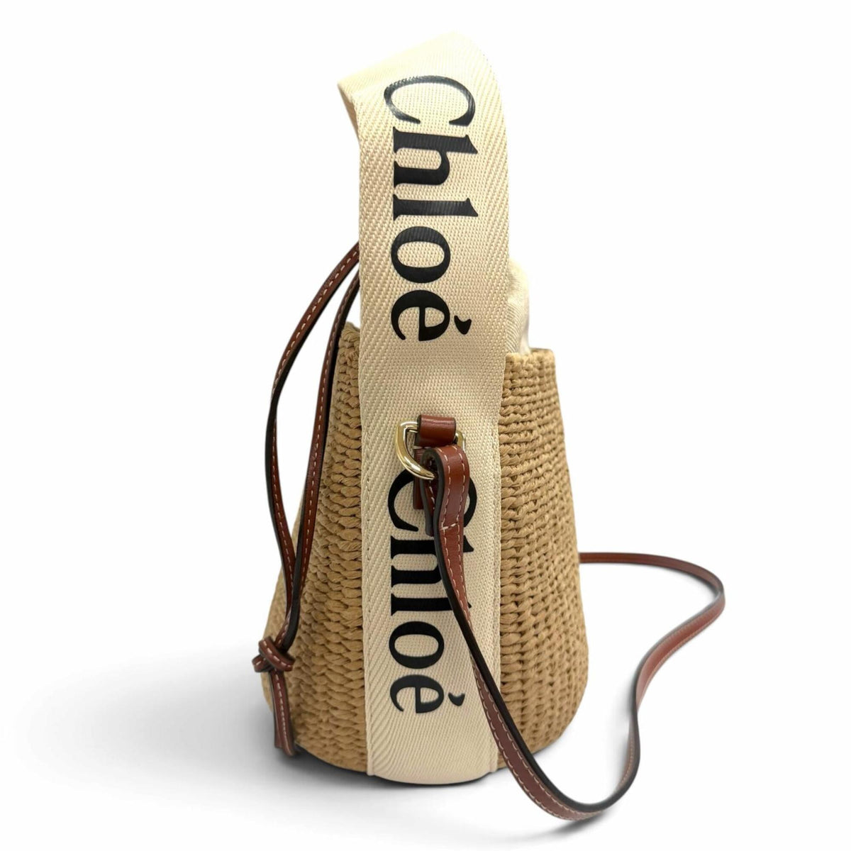 Chloé Beige Paper Leather Basket Shoulder Bag (Pre-Owned)
