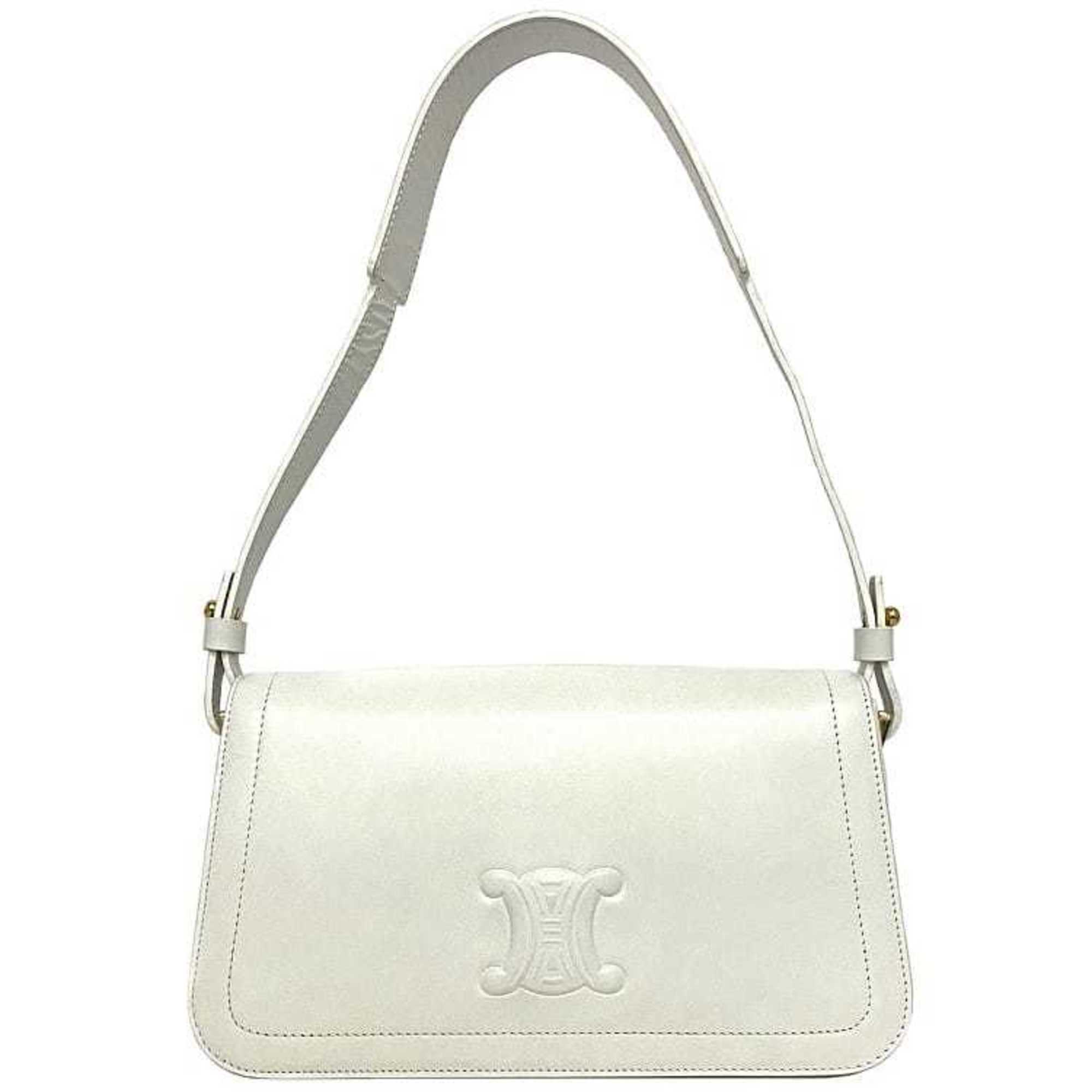Celine White Leather Handbag Shoulder Bag (Pre-Owned)