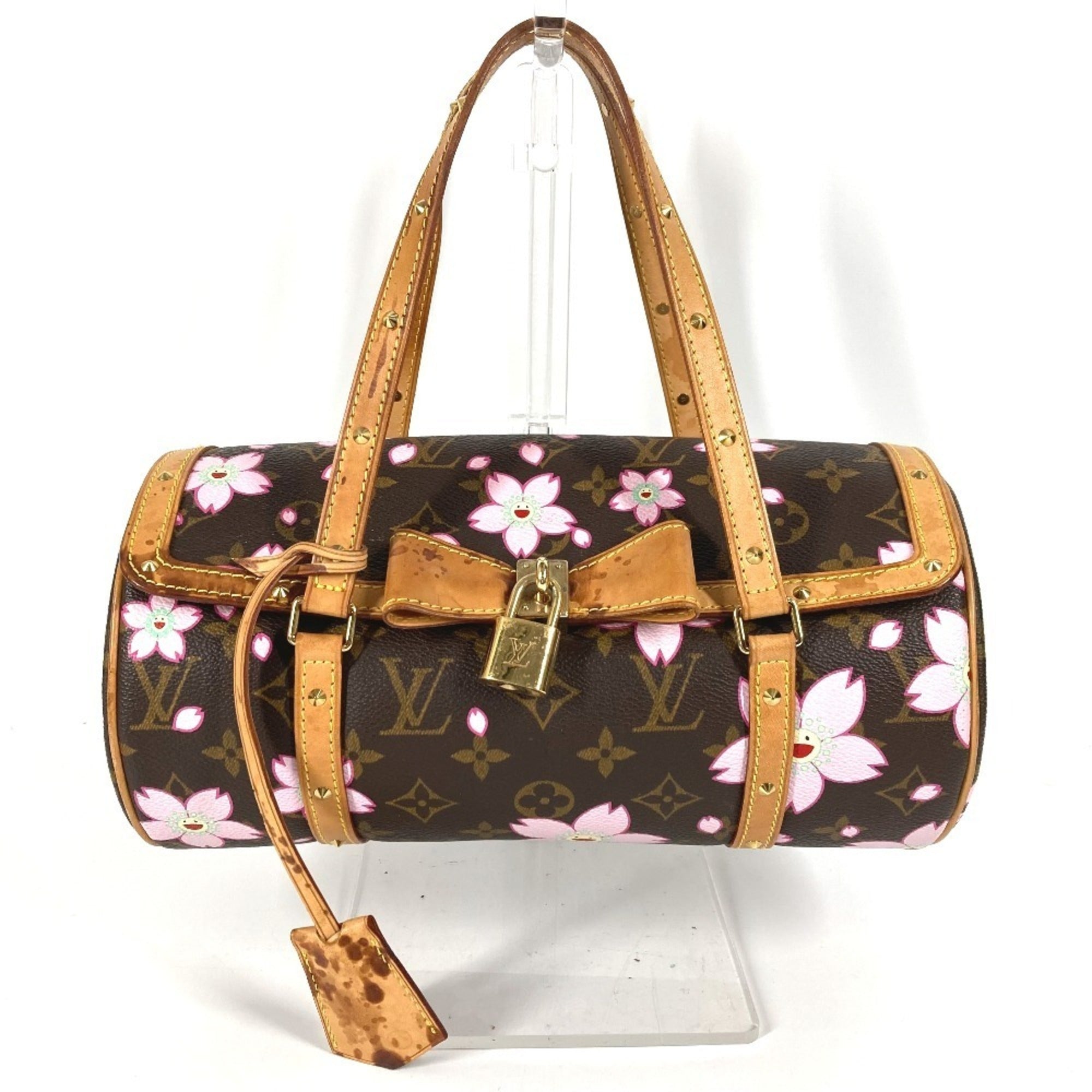 Louis Vuitton Brown Pink Monogram Cherry Blossom Handbag Shoulder Bag Tote Bag (Pre-Owned)