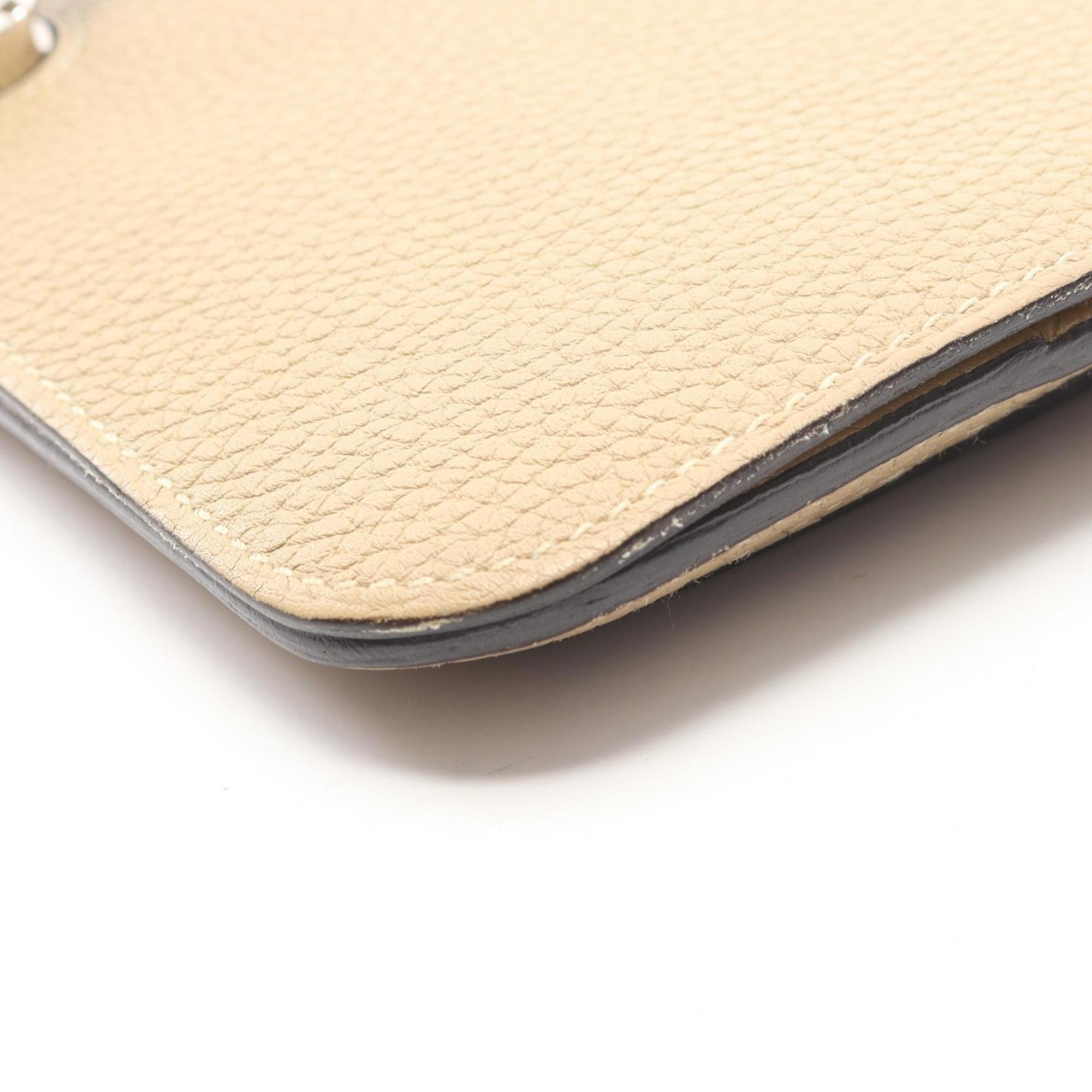 Hermes Beige Taurillon Clemence Leather Long Wallet (Bi-Fold) (Pre-Owned)
