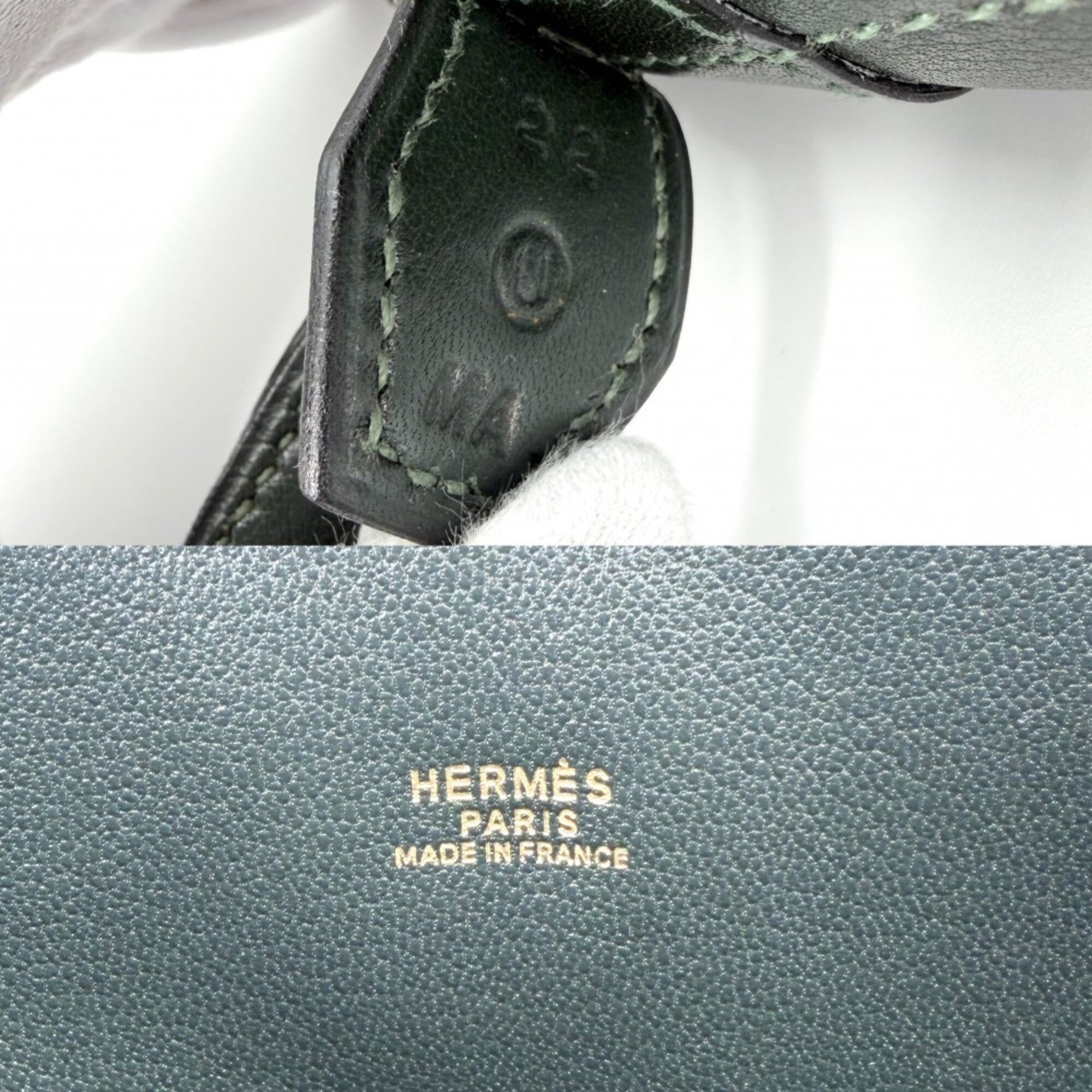 Hermes Green Leather Handbag Shoulder Bag (Pre-Owned)