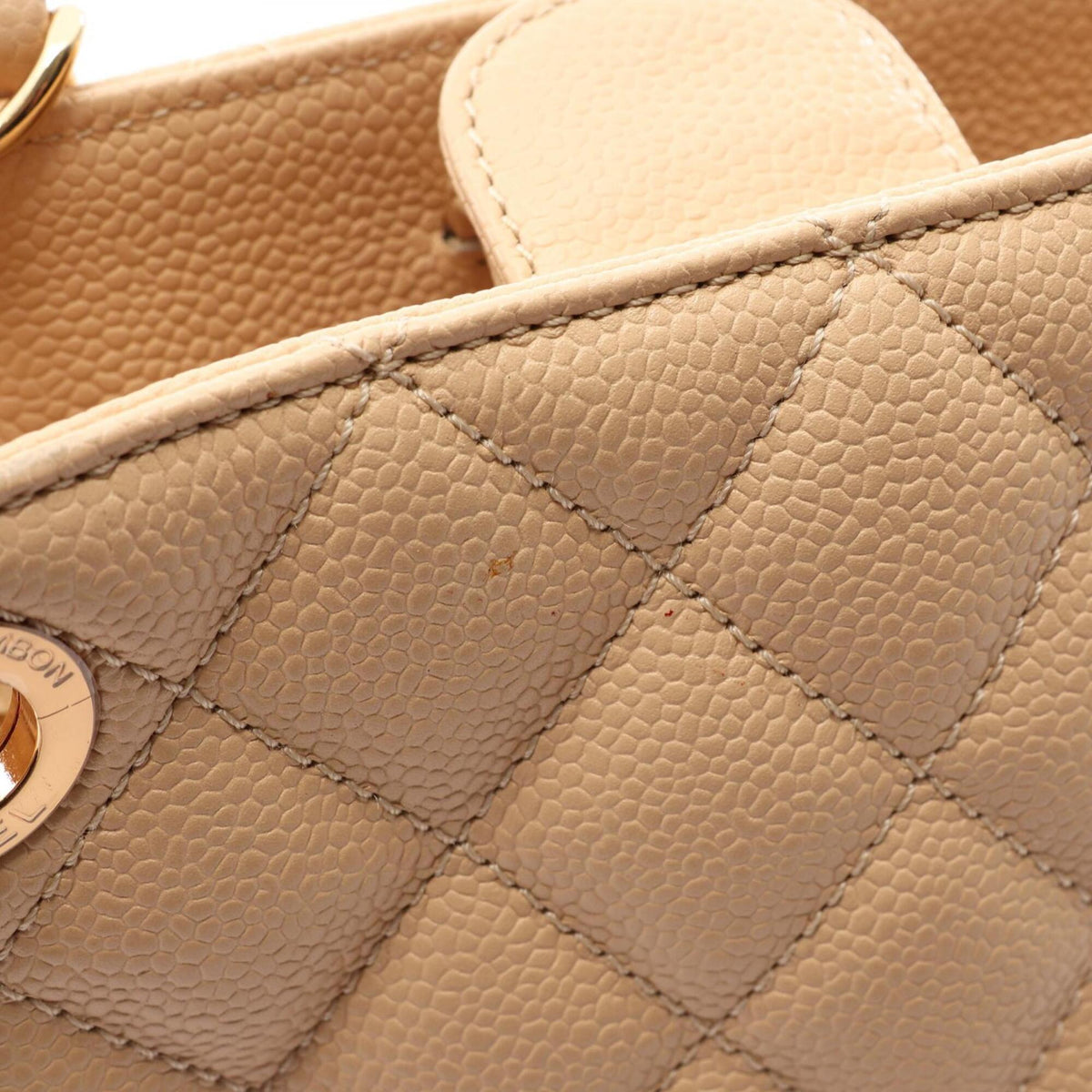 Chanel Beige Grained Calfskin Handbag Tote Bag (Pre-Owned)