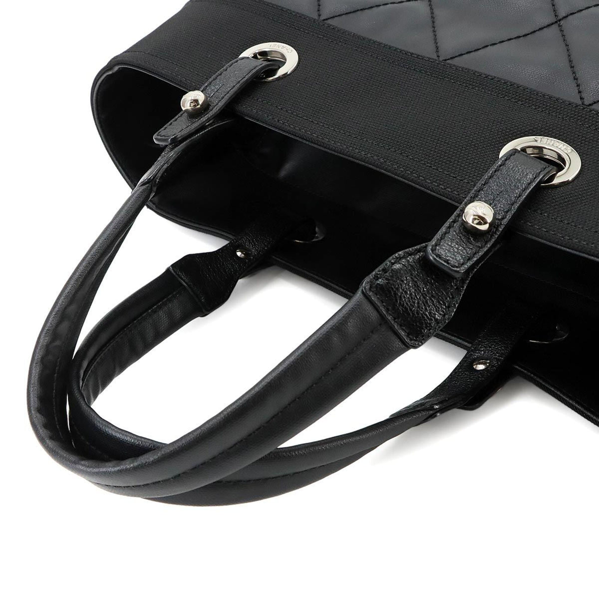 Chanel Black Nylon Pvc Leather Handbag Tote Bag (Pre-Owned)