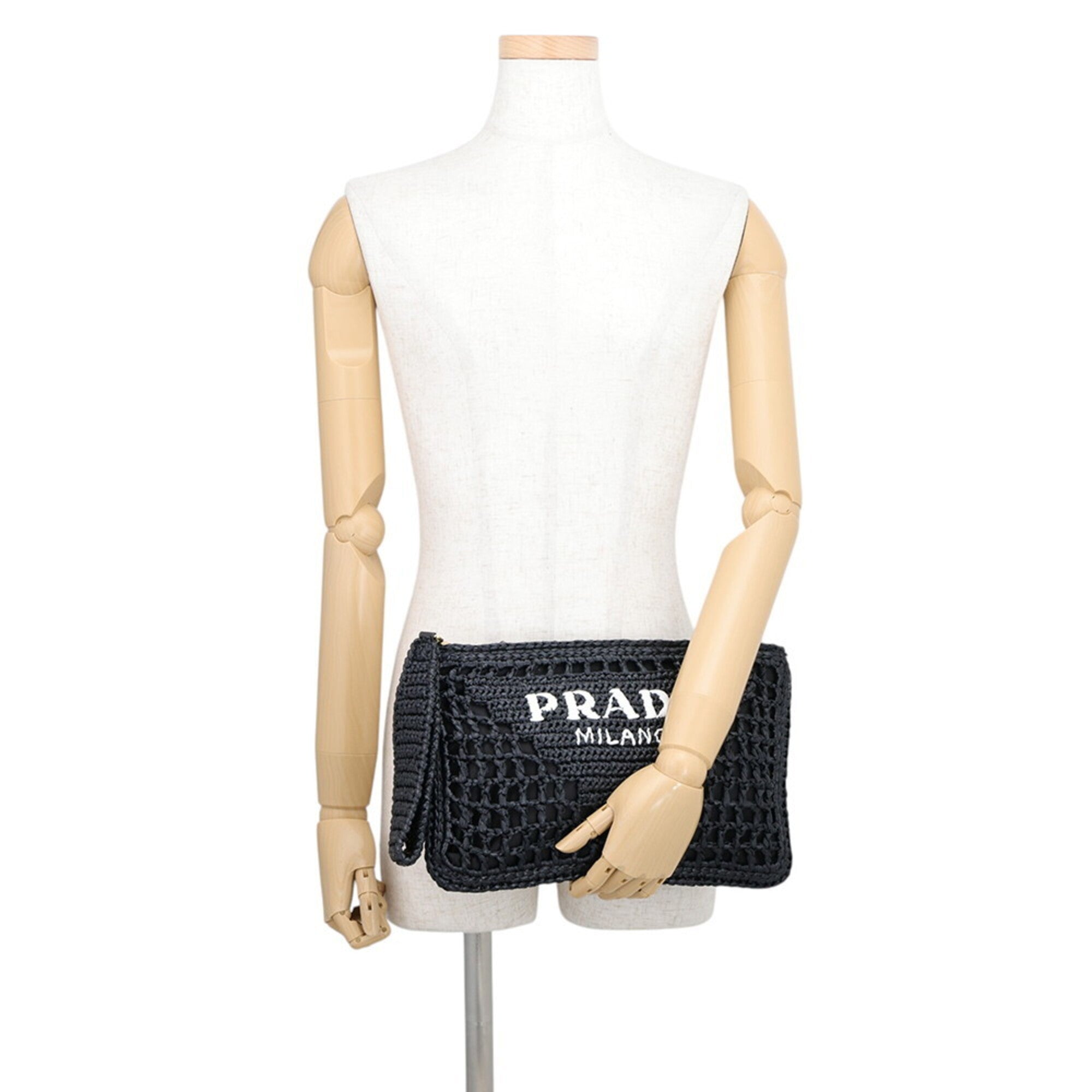 Prada Black Raffia Clutch Bag (Pre-Owned)
