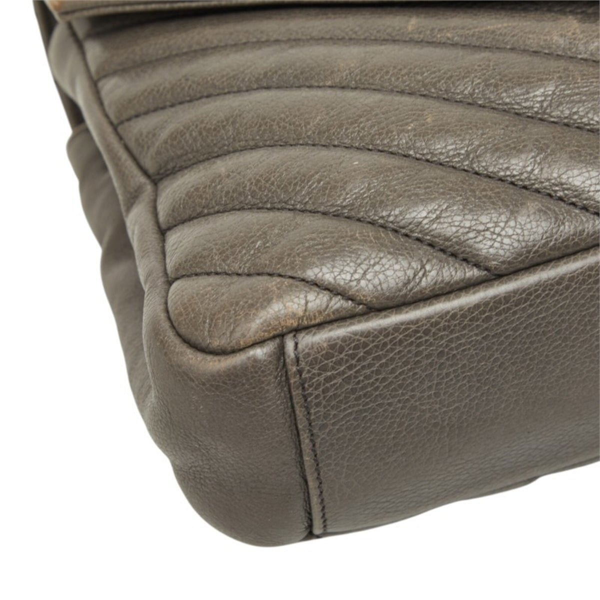 Saint Laurent Brown Gray Leather Handbag Shoulder Bag (Pre-Owned)