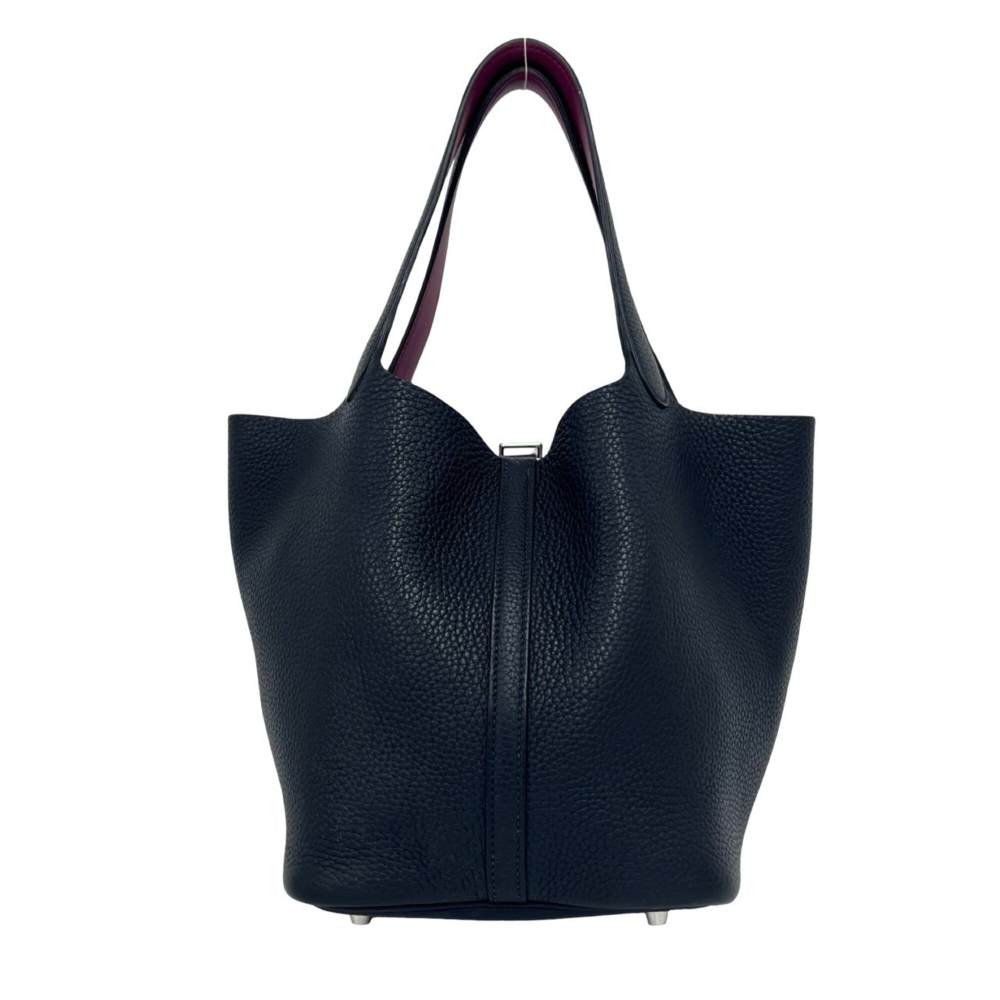 Hermes Navy Taurillon Clemence Leather Handbag Tote Bag (Pre-Owned)