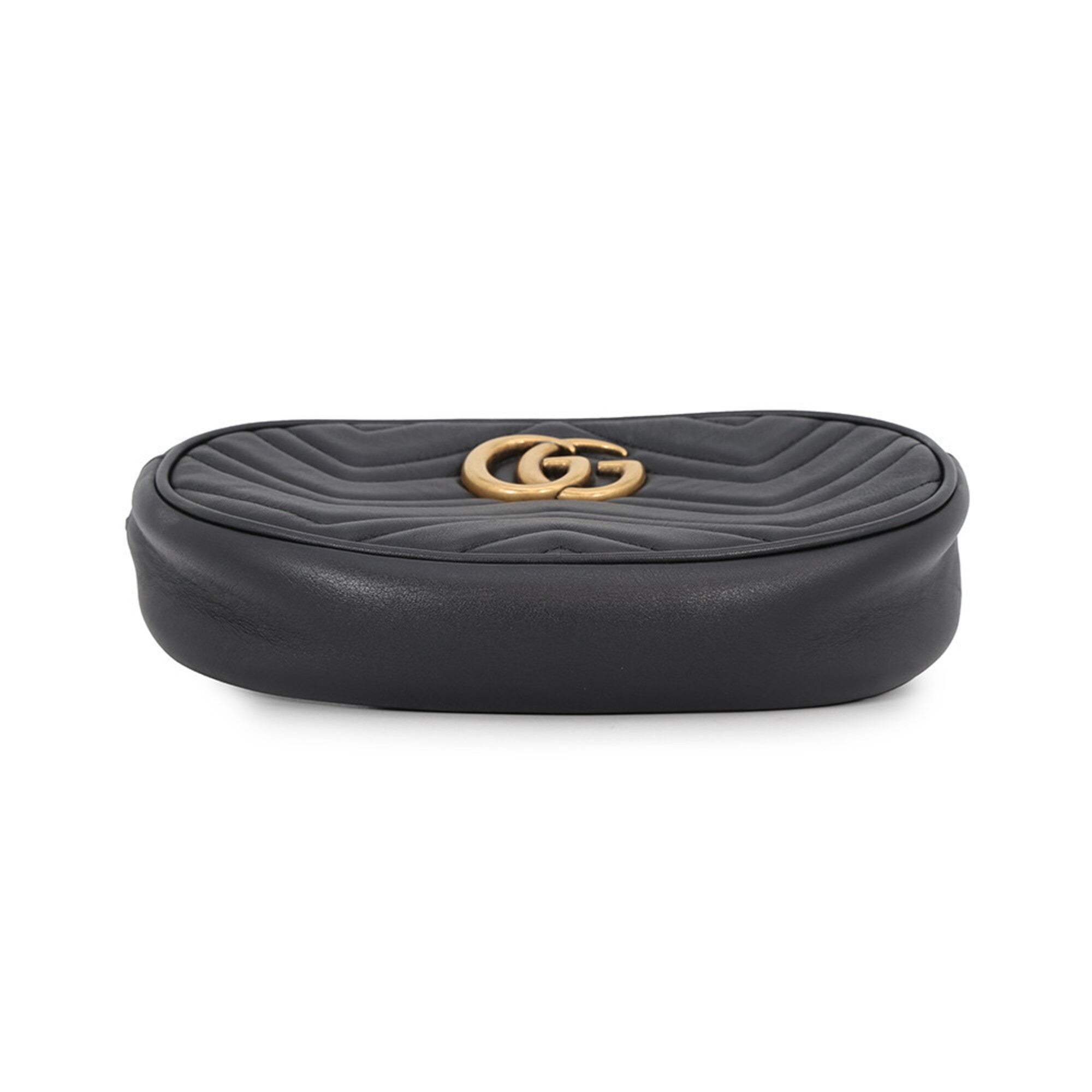 Gucci Gg Marmont Black Leather Handbag Pouch Sling Bag (Pre-Owned)