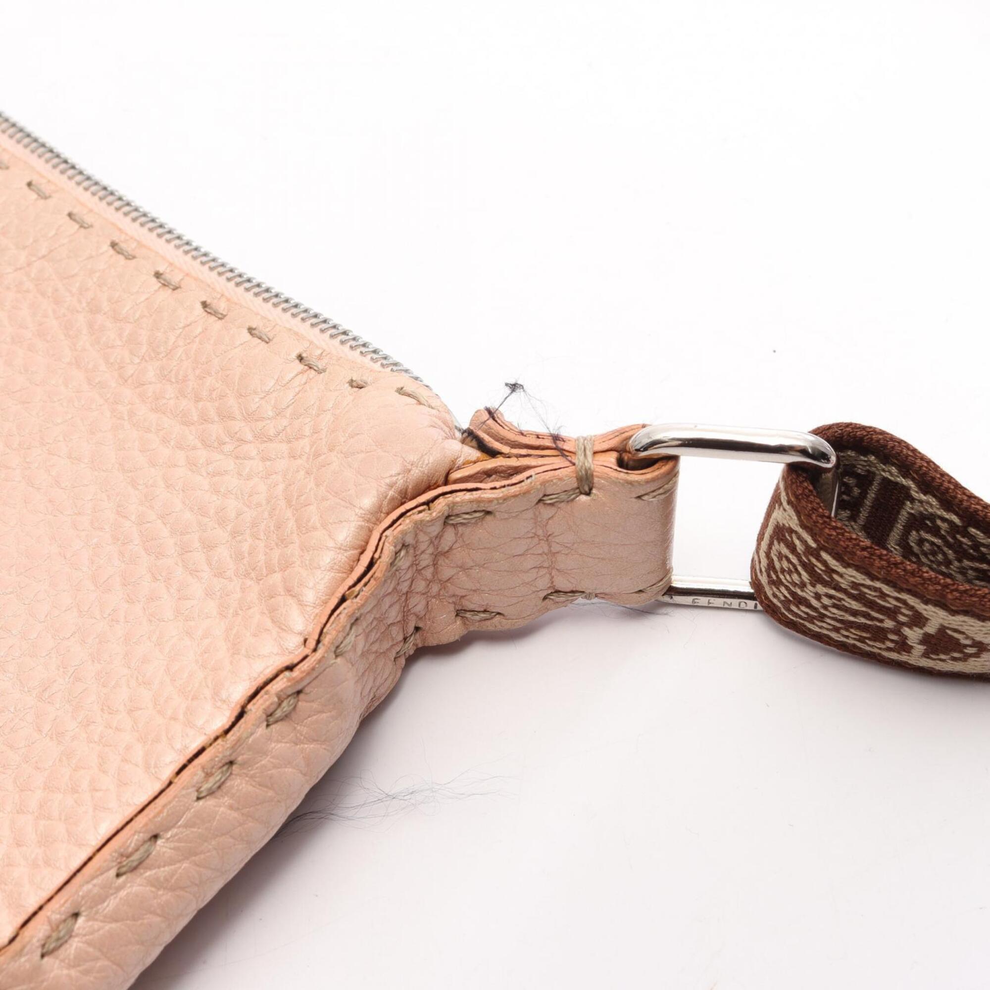 Fendi Pink Leather Handbag Shoulder Bag (Pre-Owned)