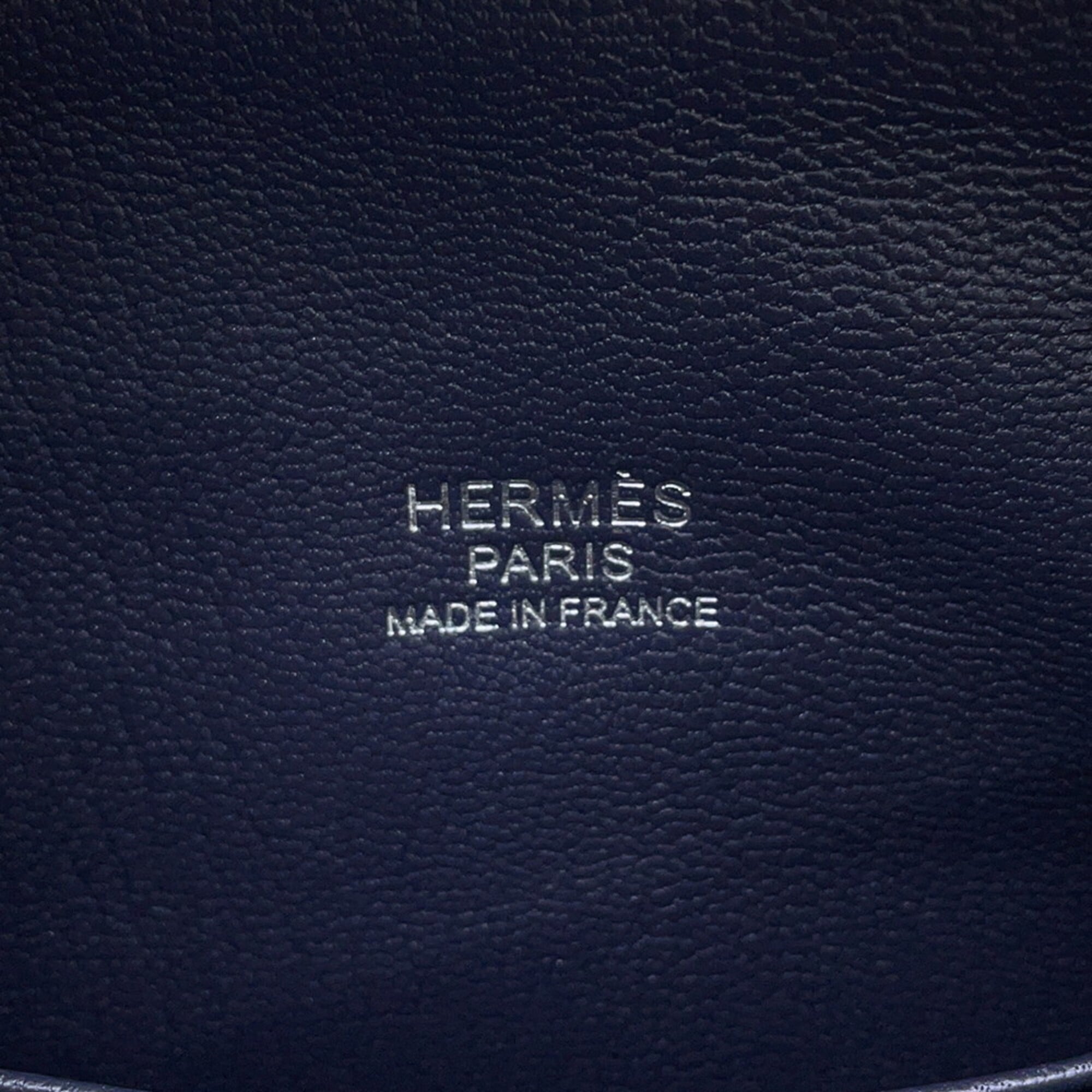 Hermes Blue Navy Evergrain Leather Clutch Bag Shoulder Bag (Pre-Owned)