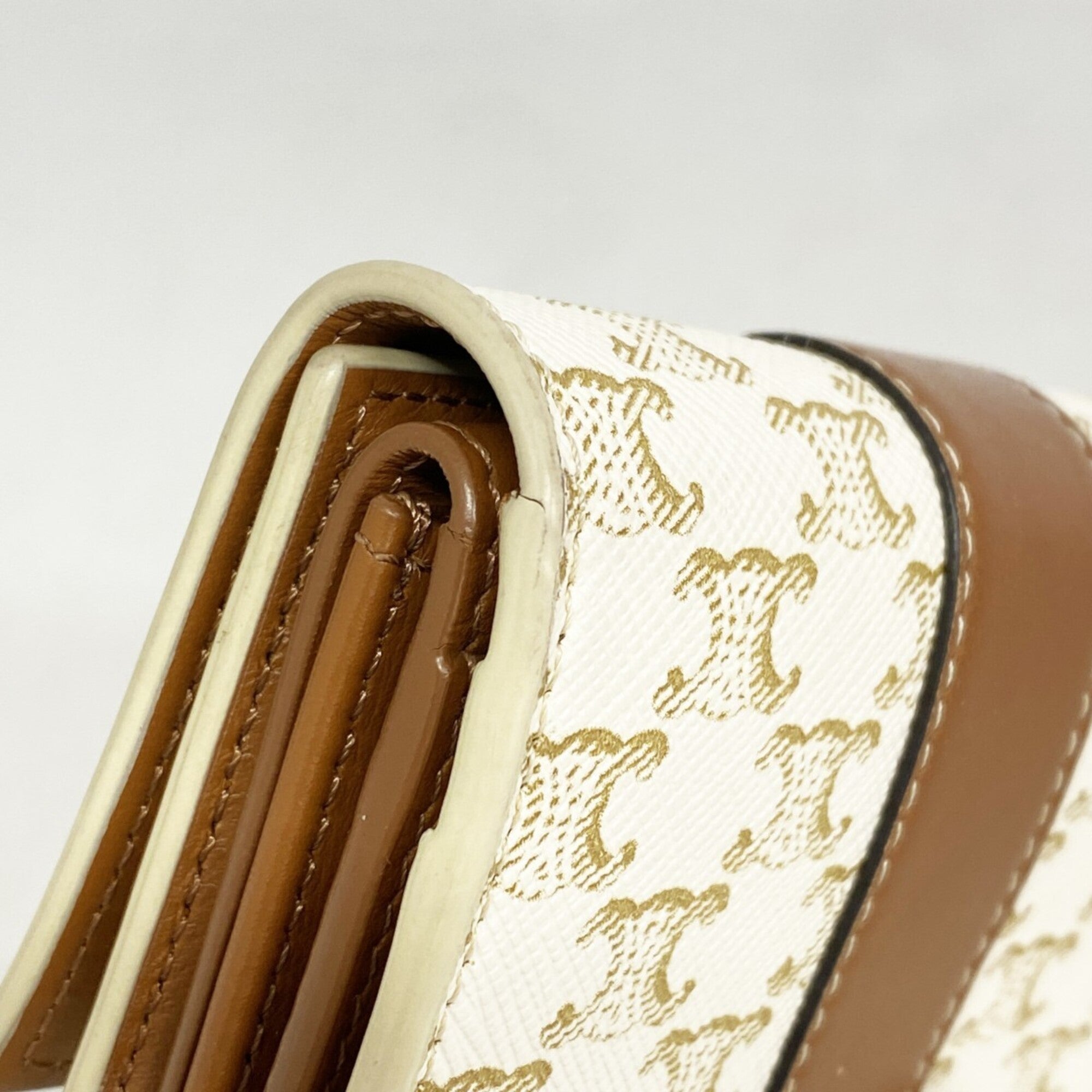 Celine Brown Ivory Pvc Wallet (Tri-Fold) (Pre-Owned)