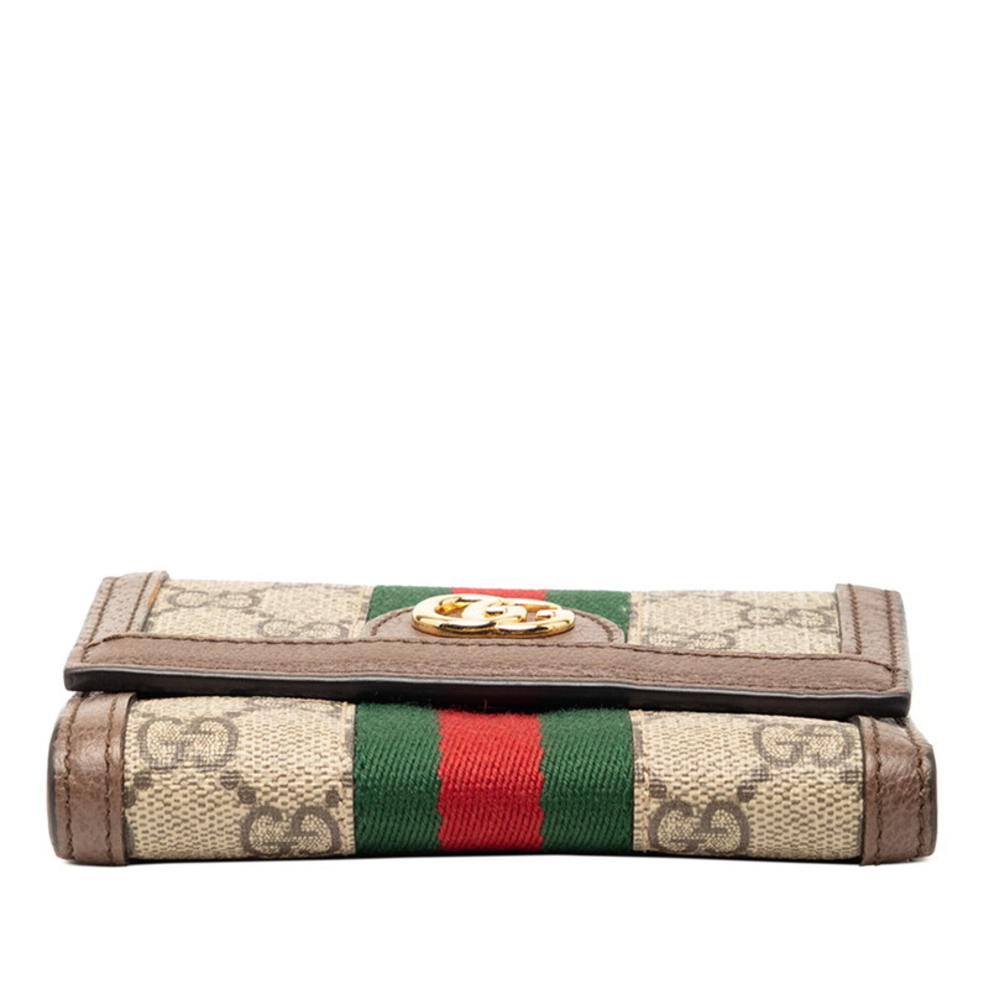 Gucci Gg Supreme Beige Multi-Color Pvc Leather Wallet (Tri-Fold) (Pre-Owned)