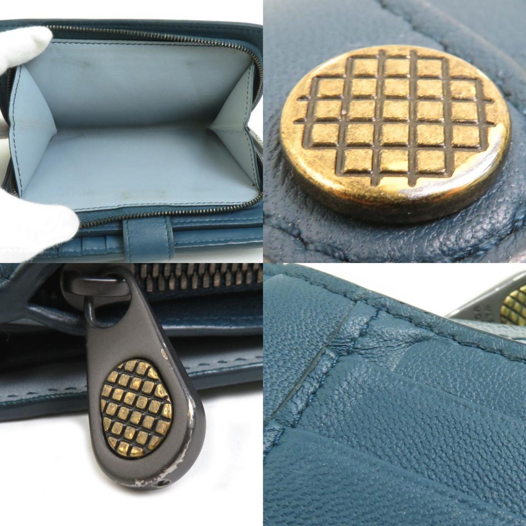 Bottega Veneta Blue Green Intrecciato Wallet (Bi-Fold) (Pre-Owned)