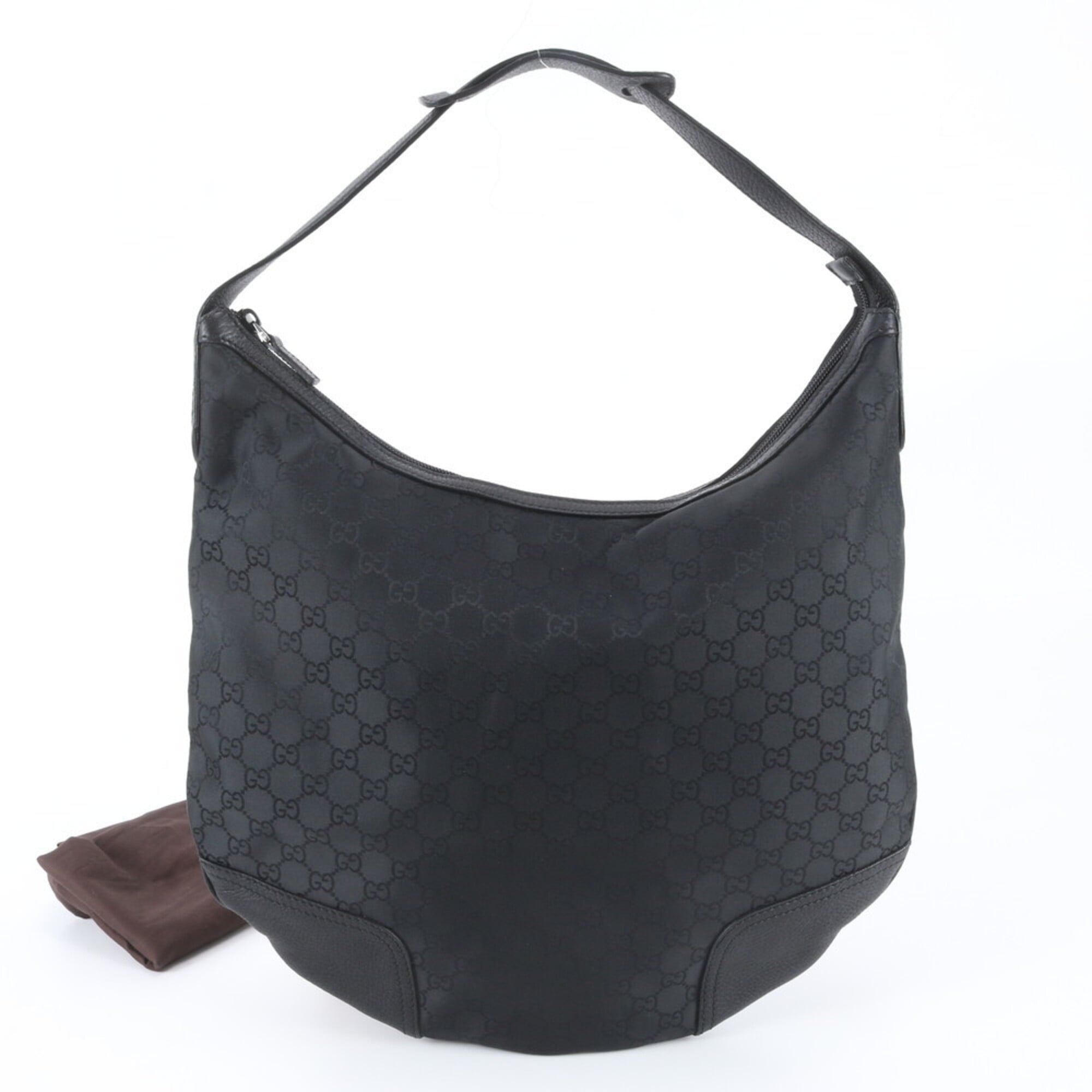 Gucci Black Nylon Leather Handbag Shoulder Bag Tote Bag (Pre-Owned)