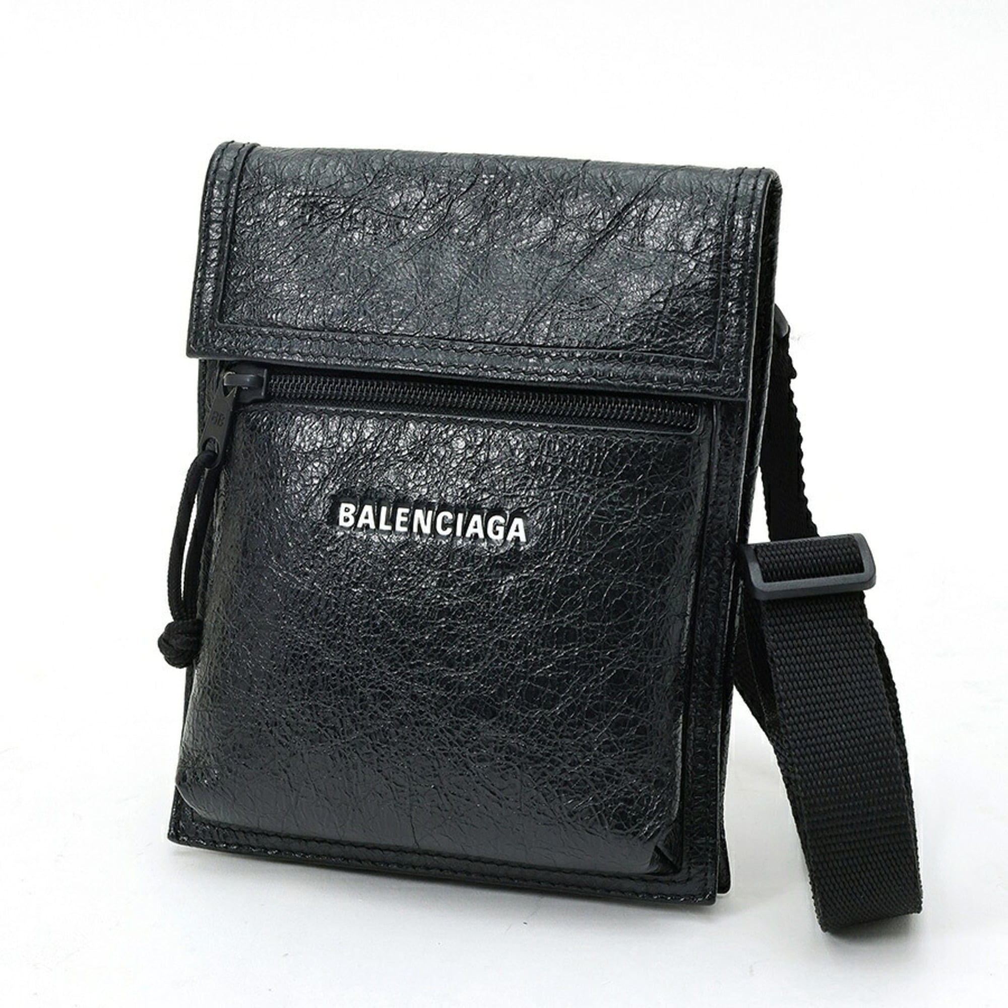 Balenciaga Black Leather Pouch Shoulder Bag (Pre-Owned)