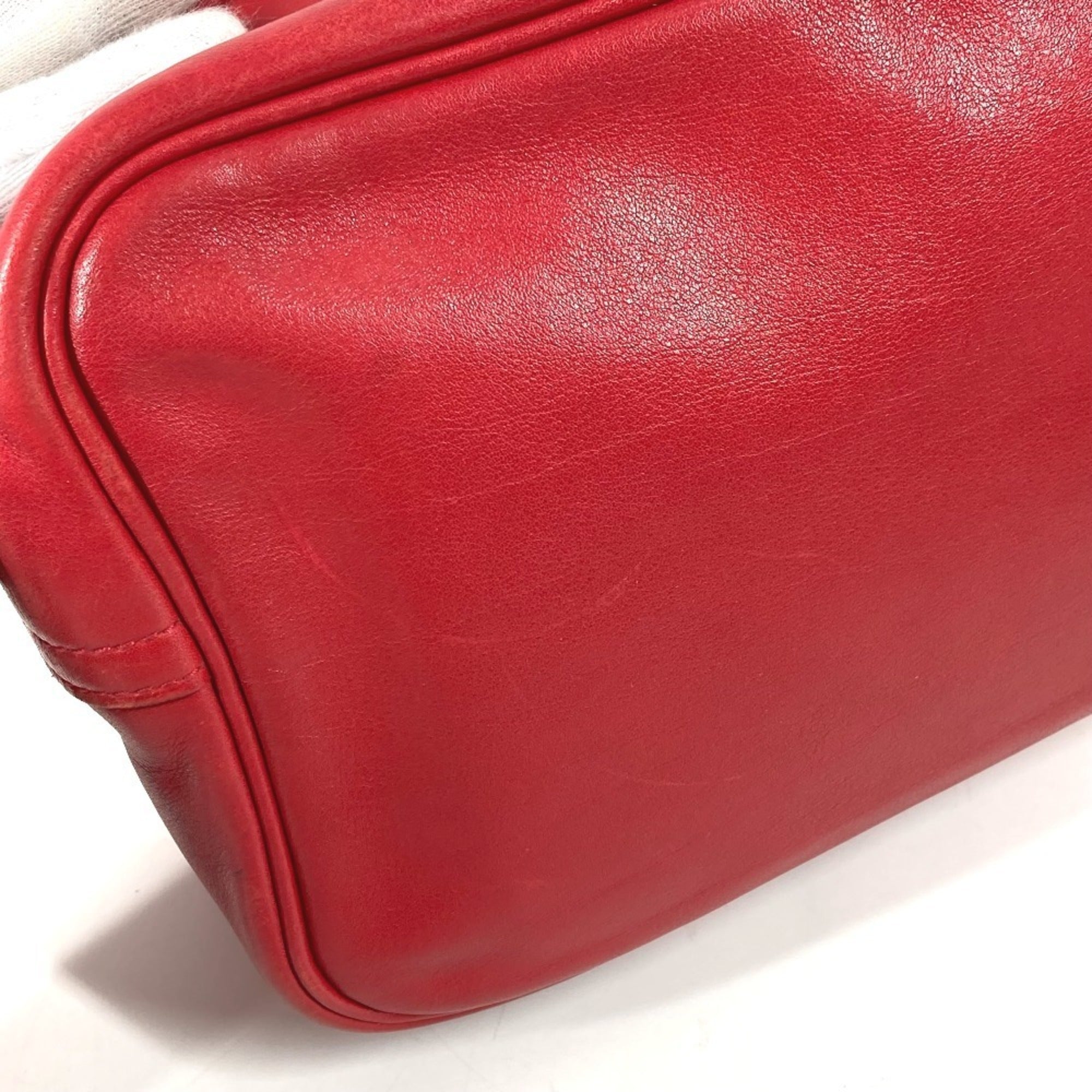 Hermes Red Color Leather Pochette Shoulder Bag (Pre-Owned)