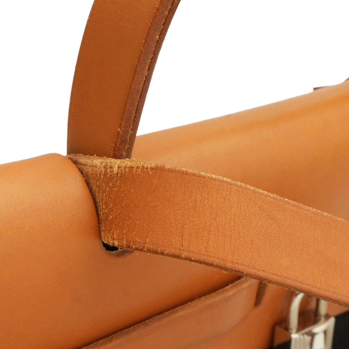 Hermes Her Bag Black Brown Light Brown Toile Officier Leather Handbag Shoulder Bag (Pre-Owned)