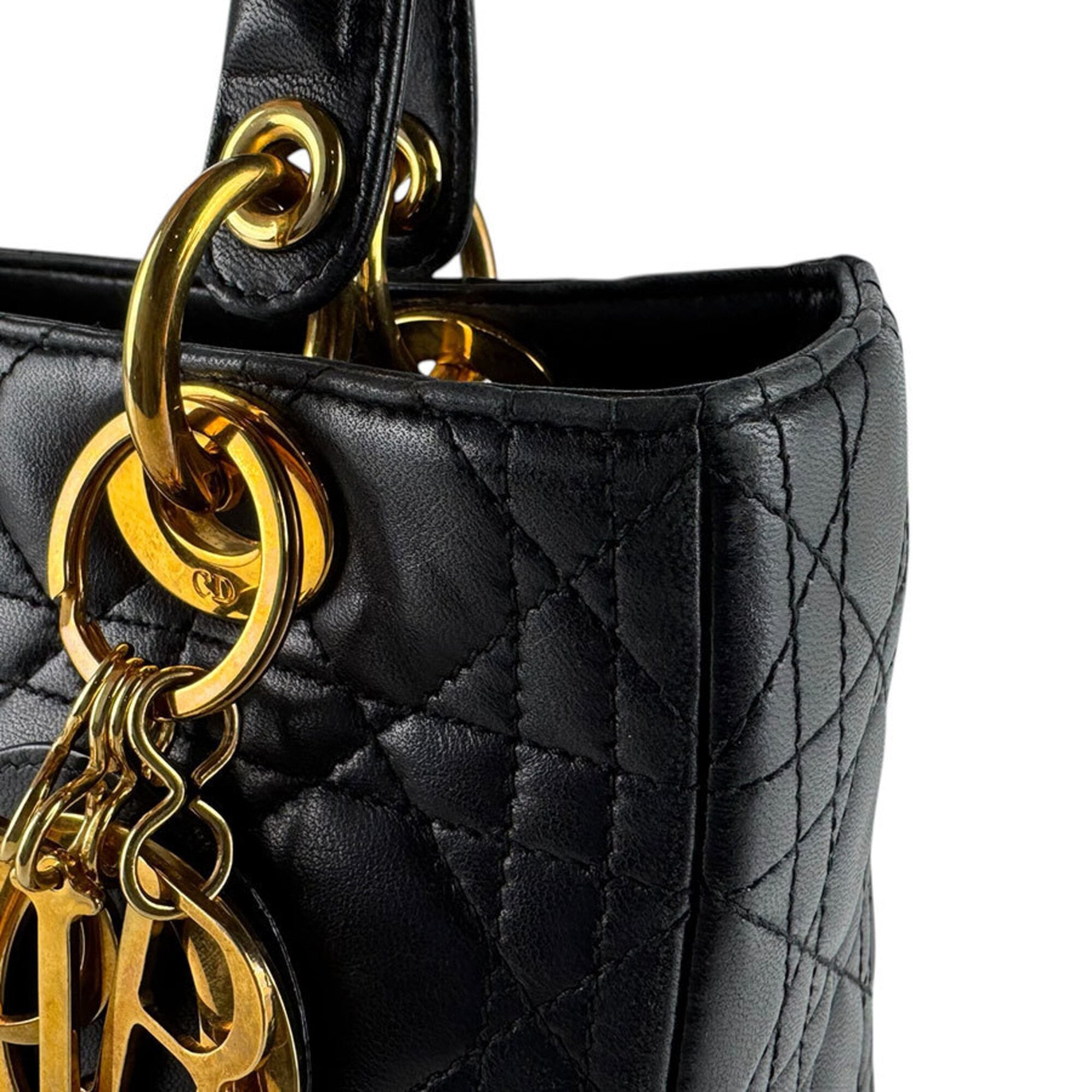 Christian Dior Black Leather Handbag Shoulder Bag (Pre-Owned)