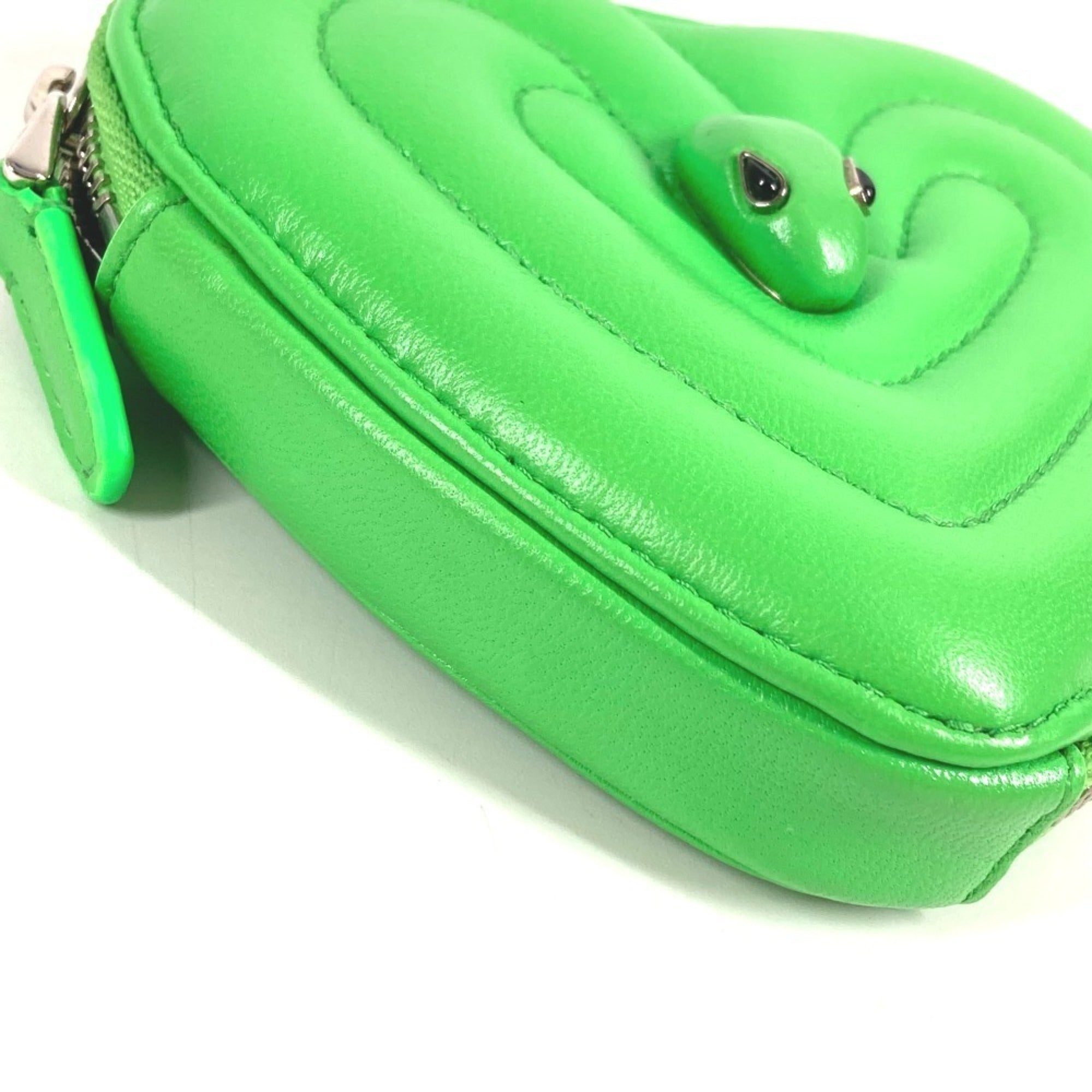 Bvlgari Green Leather Coin Purse/Coin Case (Pre-Owned)