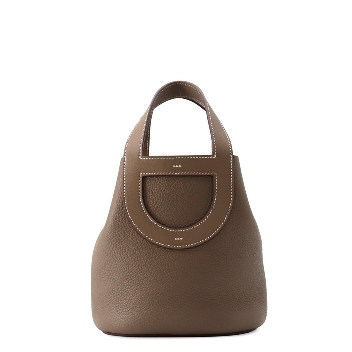 Hermes Etoupe Gray Taurillon Clemence Leather Swift Leather Tote Bag (Pre-Owned)