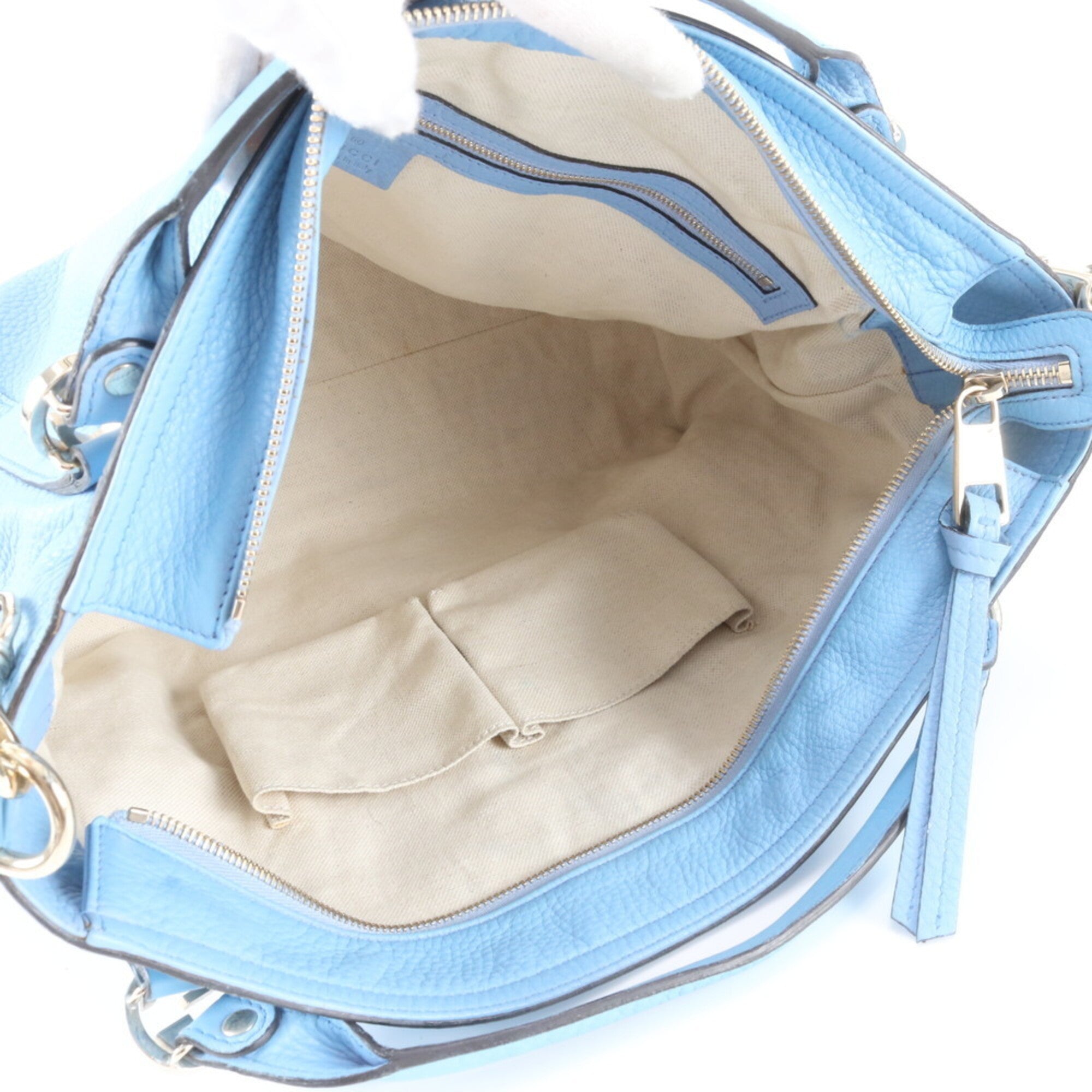Gucci Sky Blue Leather Handbag Shoulder Bag Tote Bag (Pre-Owned)