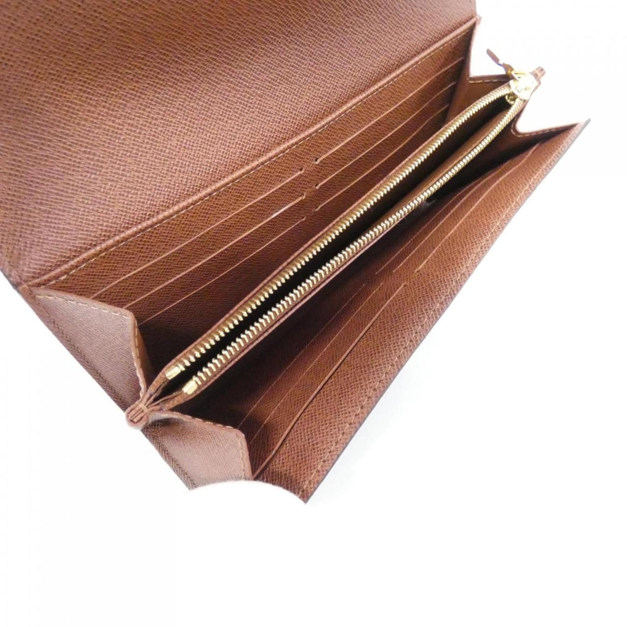 Louis Vuitton Marron Coated Canvas Long Wallet (Bi-Fold) (Pre-Owned)