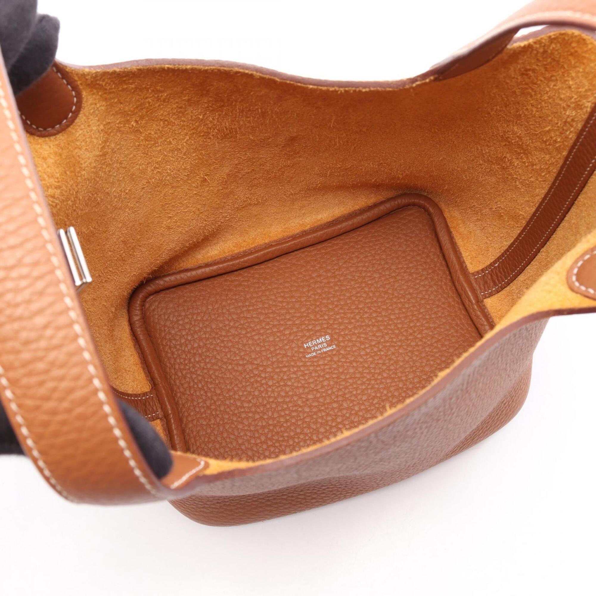 Hermes Brown Taurillon Clemence Leather Handbag (Pre-Owned)