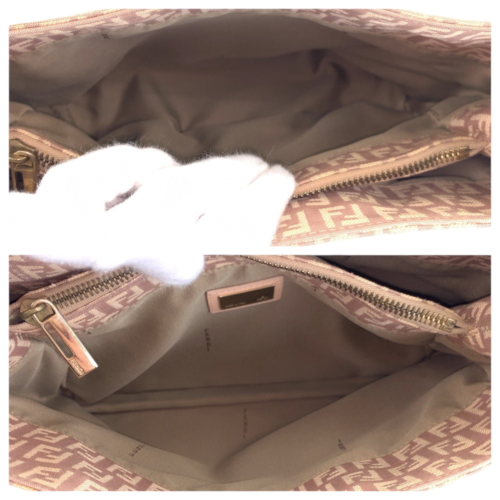 Fendi Salmon Pink Canvas Leather Handbag Tote Bag (Pre-Owned)