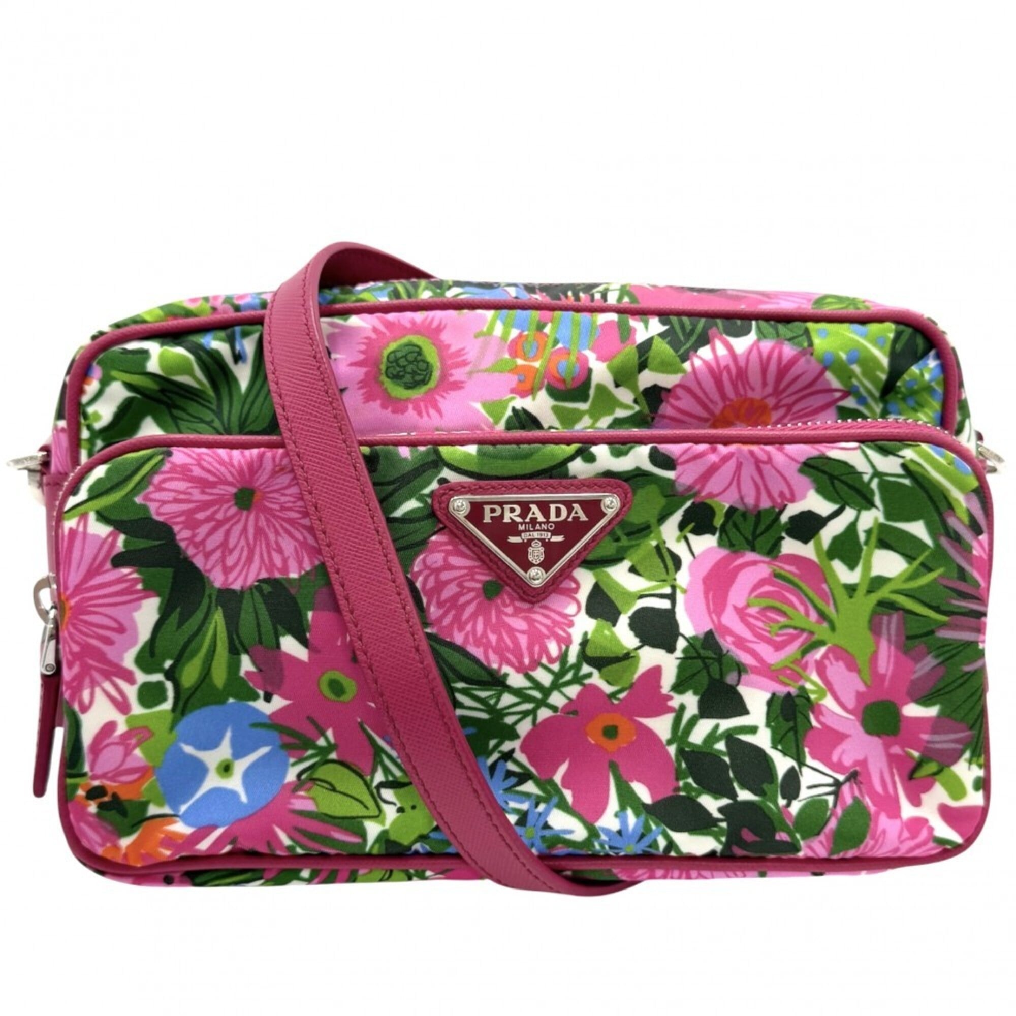 Prada Pink Nylon Leather Pochette Shoulder Bag (Pre-Owned)