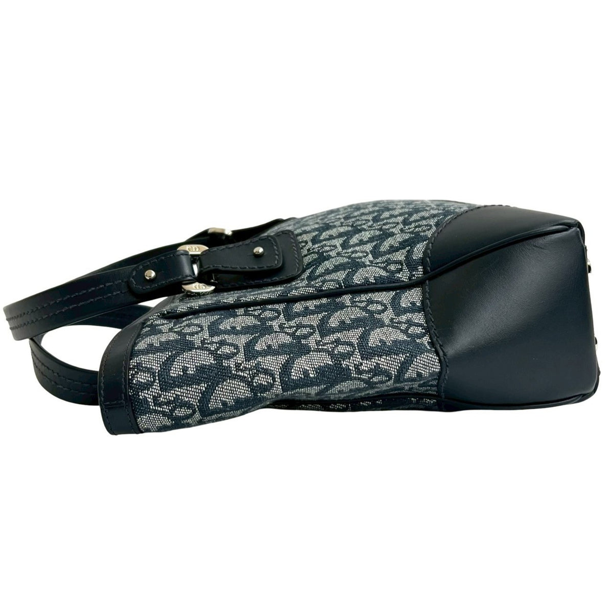 Christian Dior Navy Canvas Leather Handbag Tote Bag (Pre-Owned)