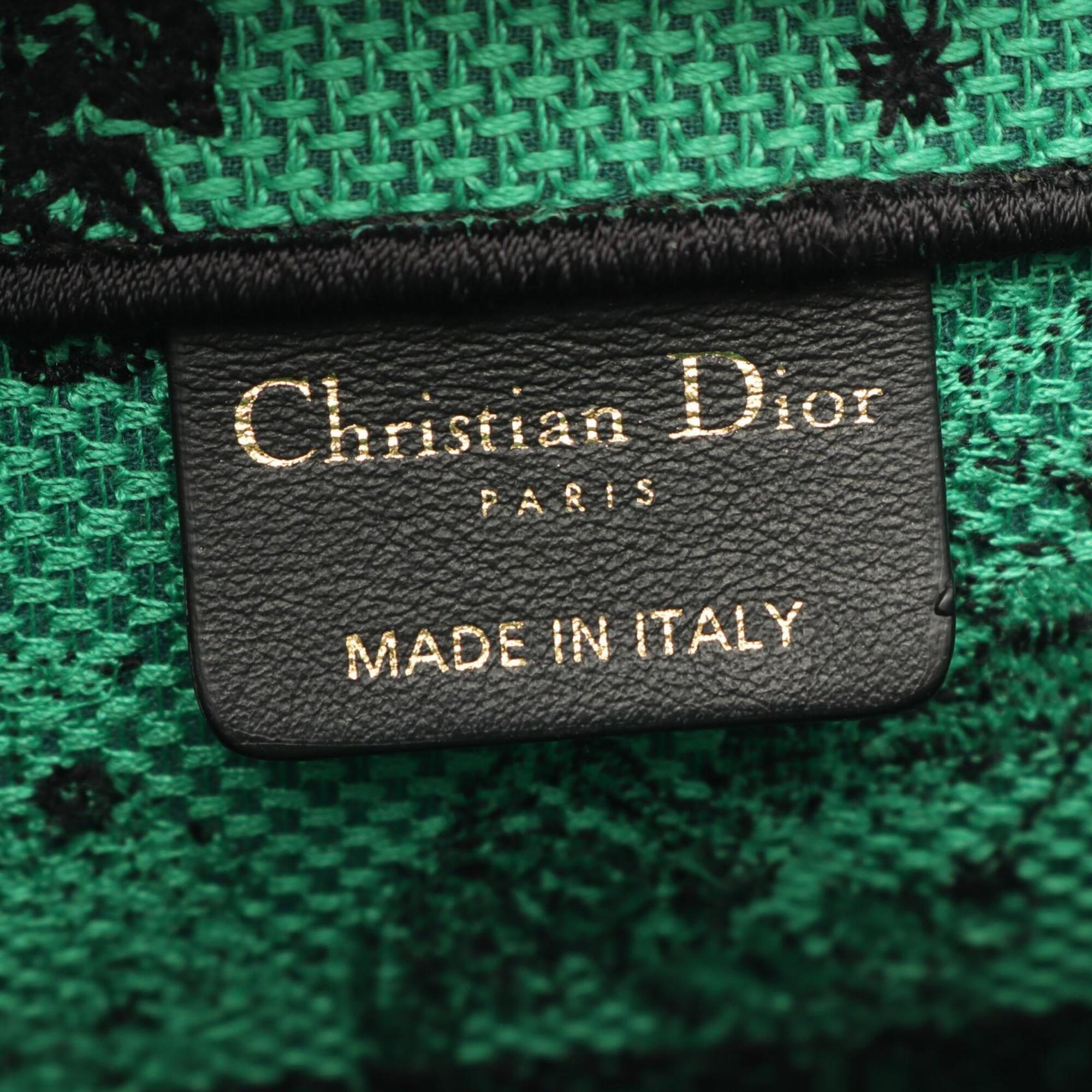 Christian Dior Black Green Canvas Handbag Tote Bag (Pre-Owned)