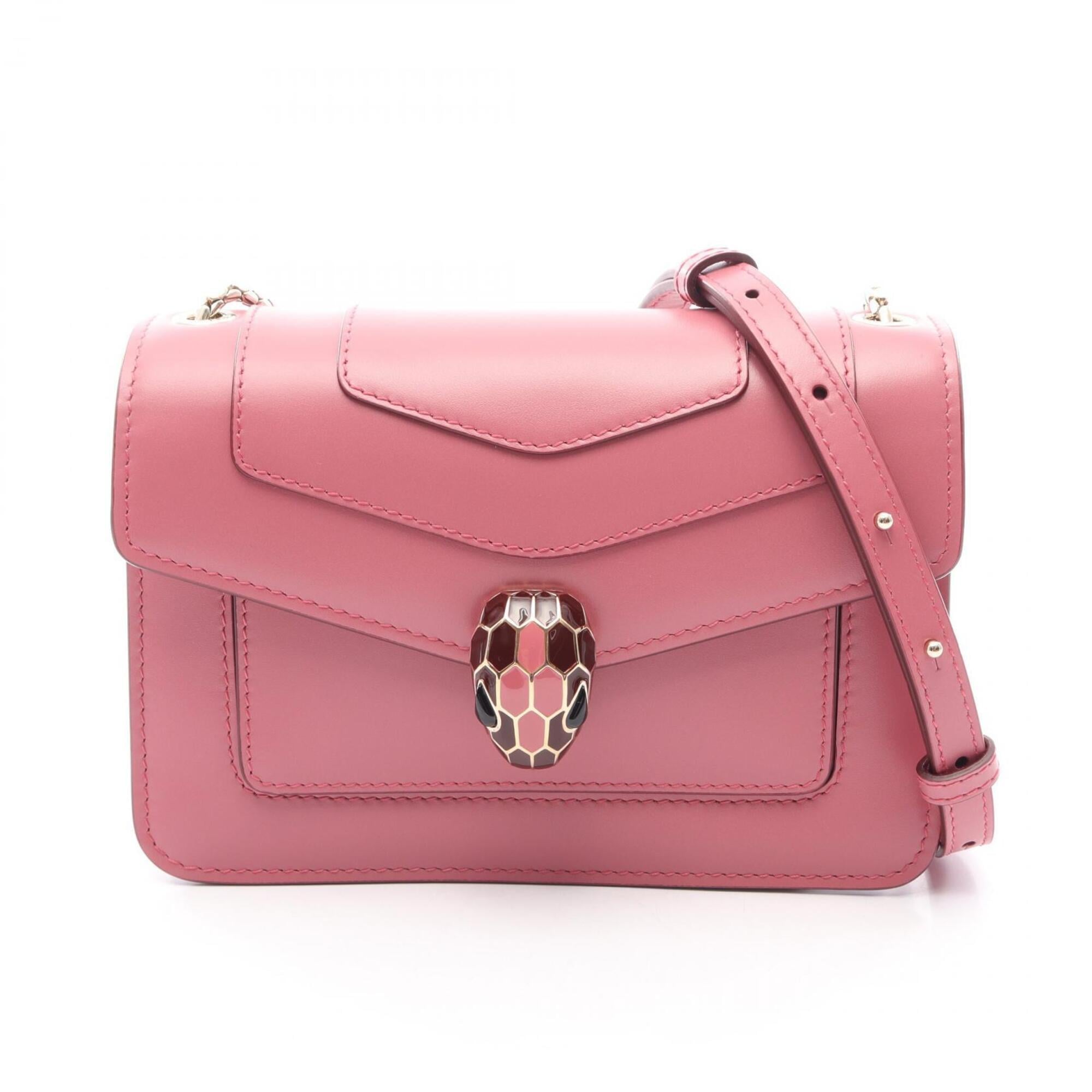 Bvlgari Pink Leather Handbag Shoulder Bag (Pre-Owned)