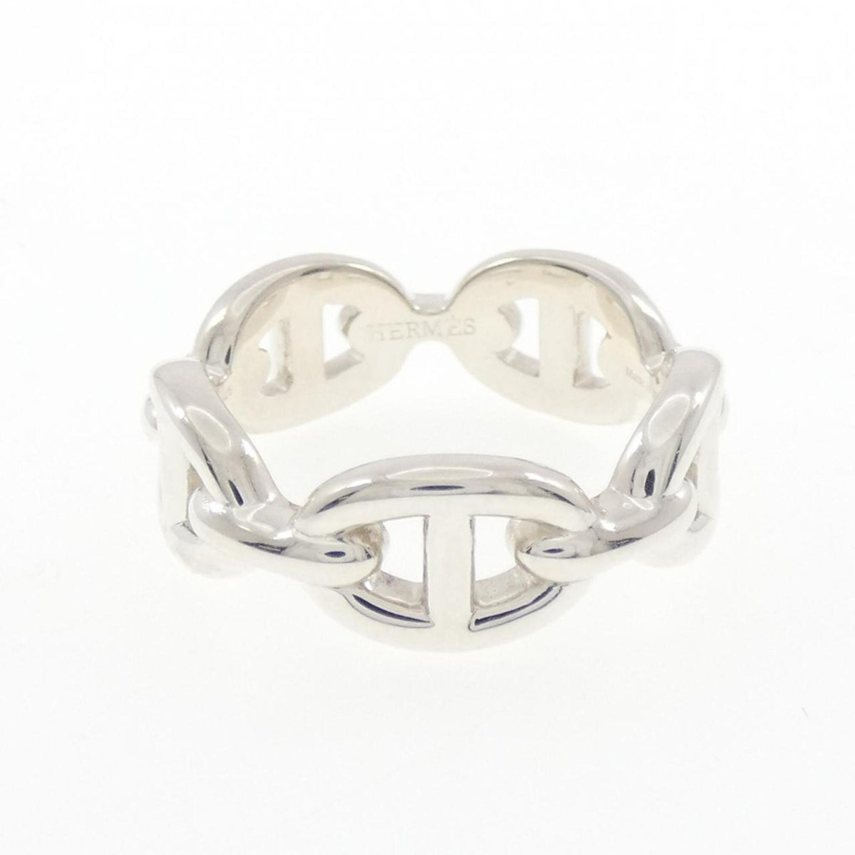 Hermes Silver Silver 925 Band Ring (Pre-Owned)