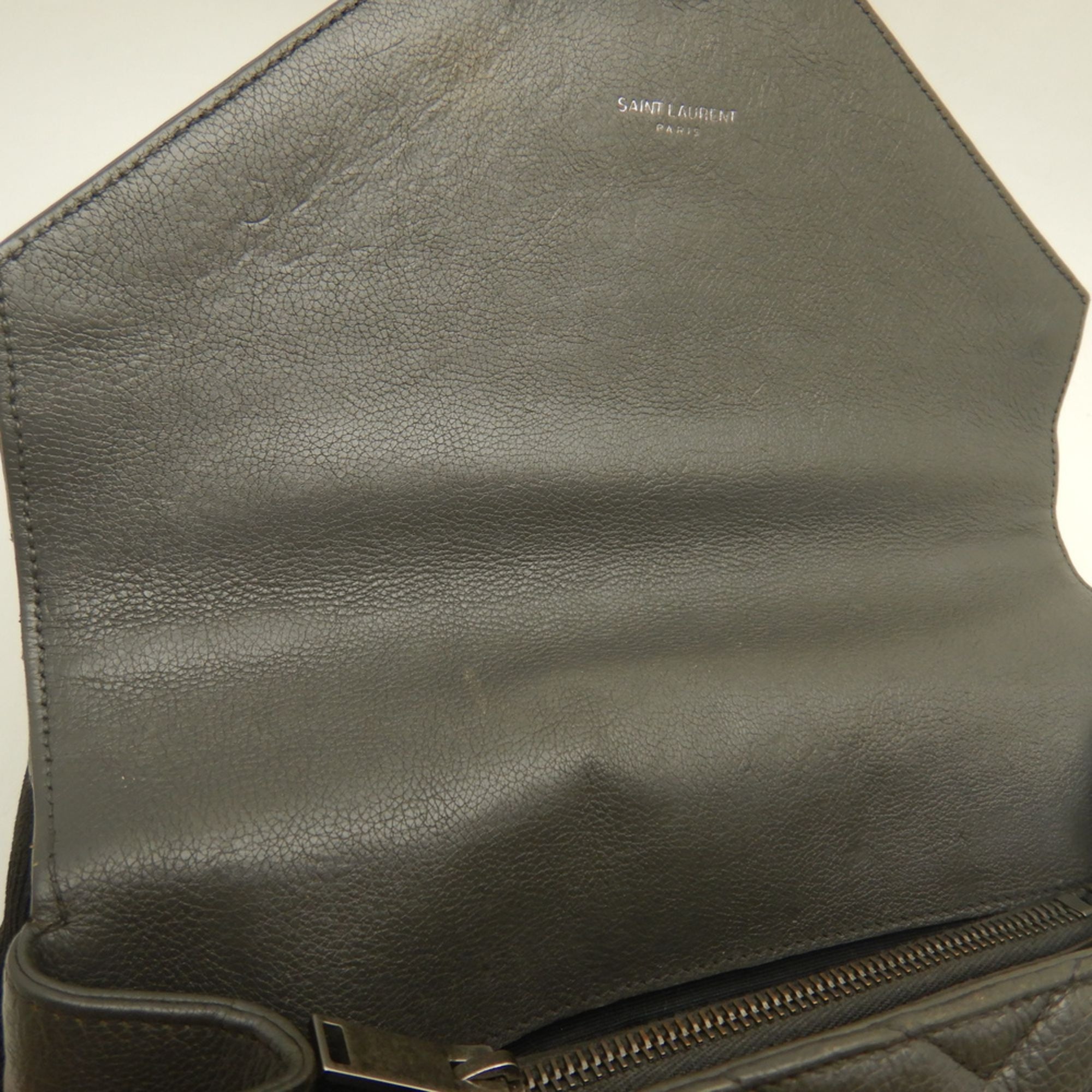 Yves Saint Laurent Gray Leather Handbag School Bag (Pre-Owned)