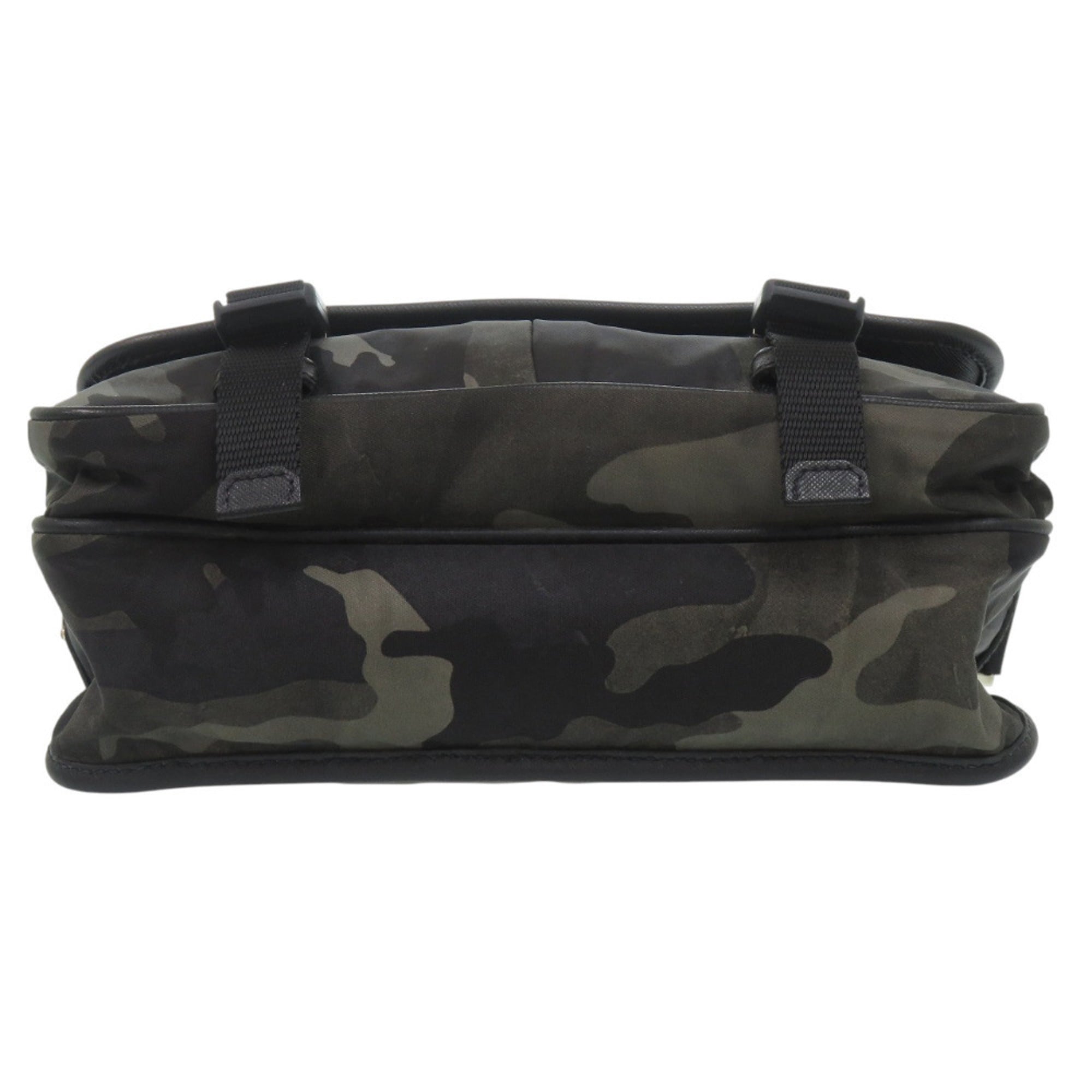 Prada Black Camouflage Khaki Nylon Leather Shoulder Bag (Pre-Owned)