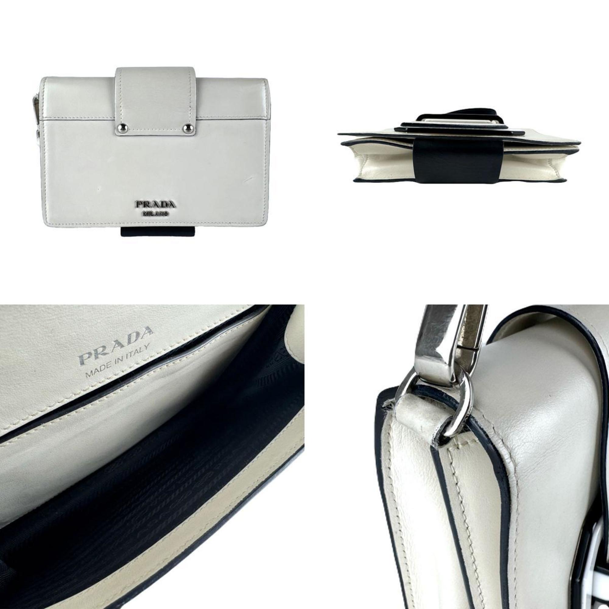 Prada Ivory Leather Shoulder Bag (Pre-Owned)