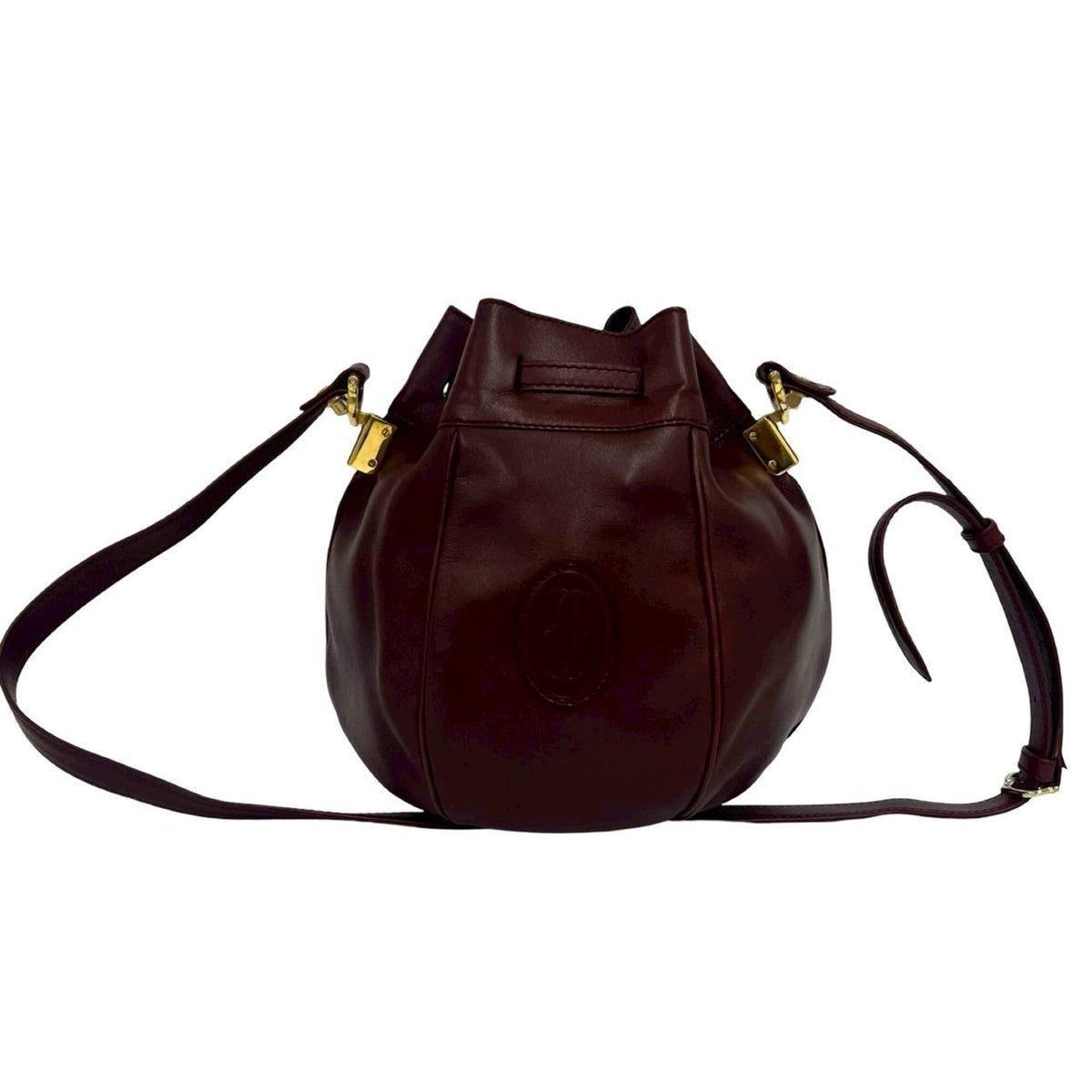 Cartier Wine Red Leather Pochette Shoulder Bag (Pre-Owned)