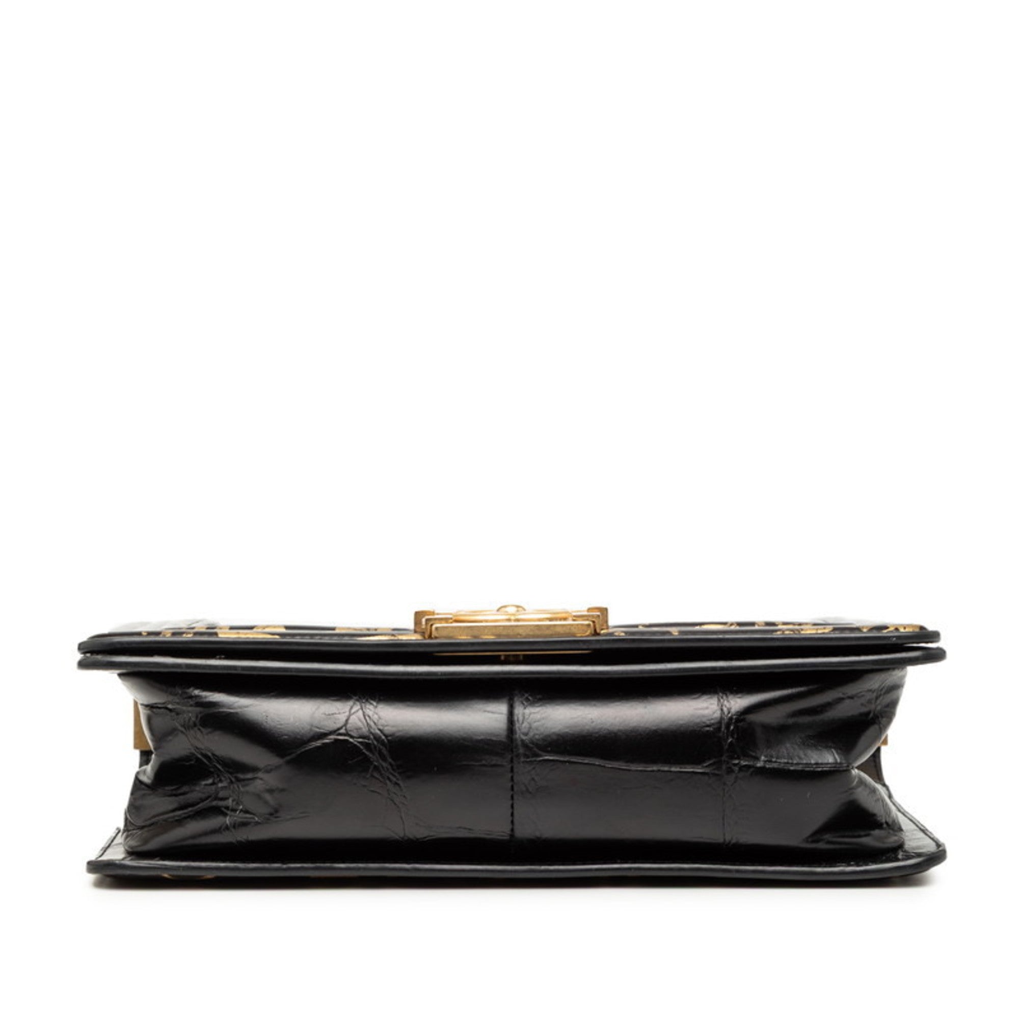 Chanel Black Gold Leather Shoulder Bag (Pre-Owned)