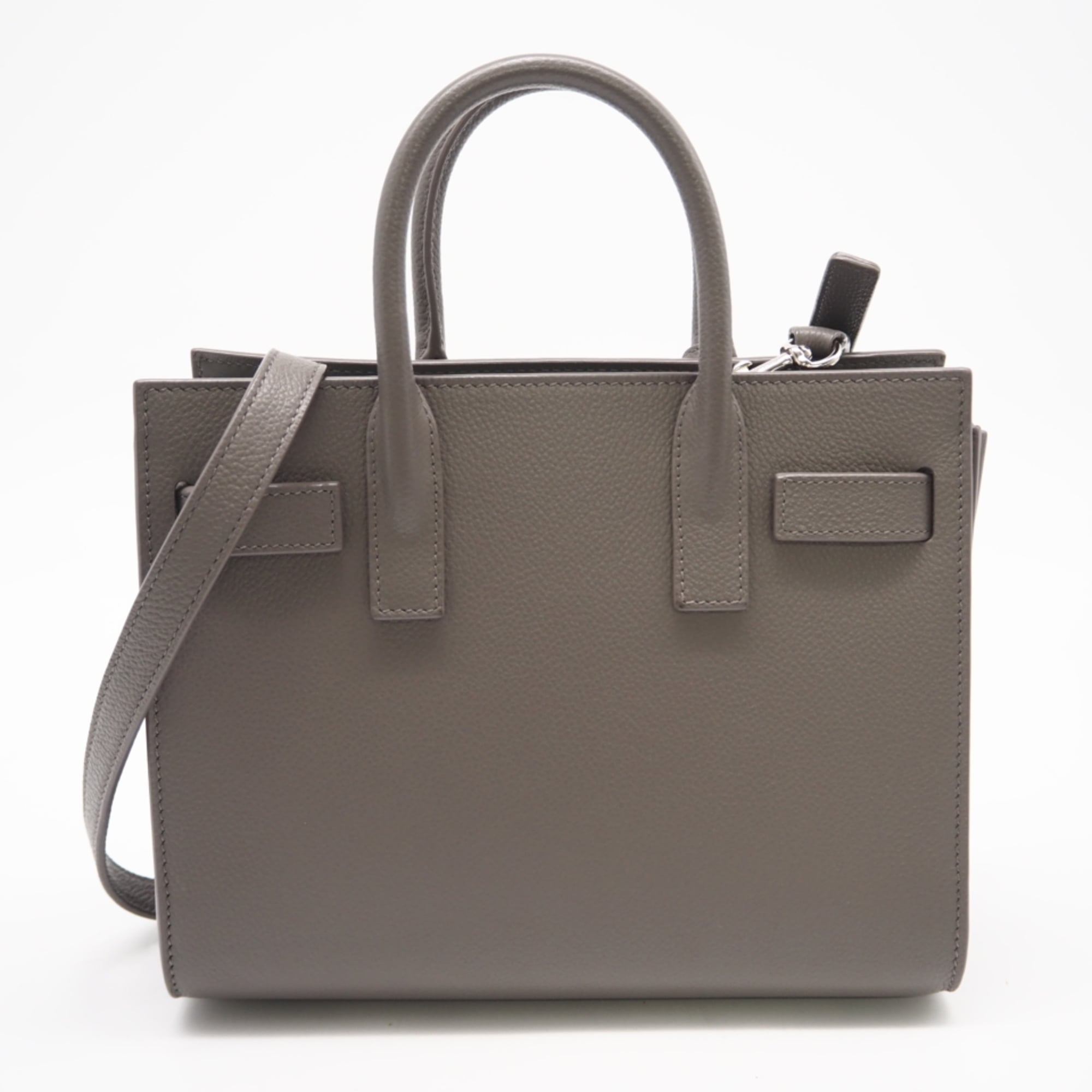 Yves Saint Laurent Sac De Jour Gray Leather Handbag (Pre-Owned)