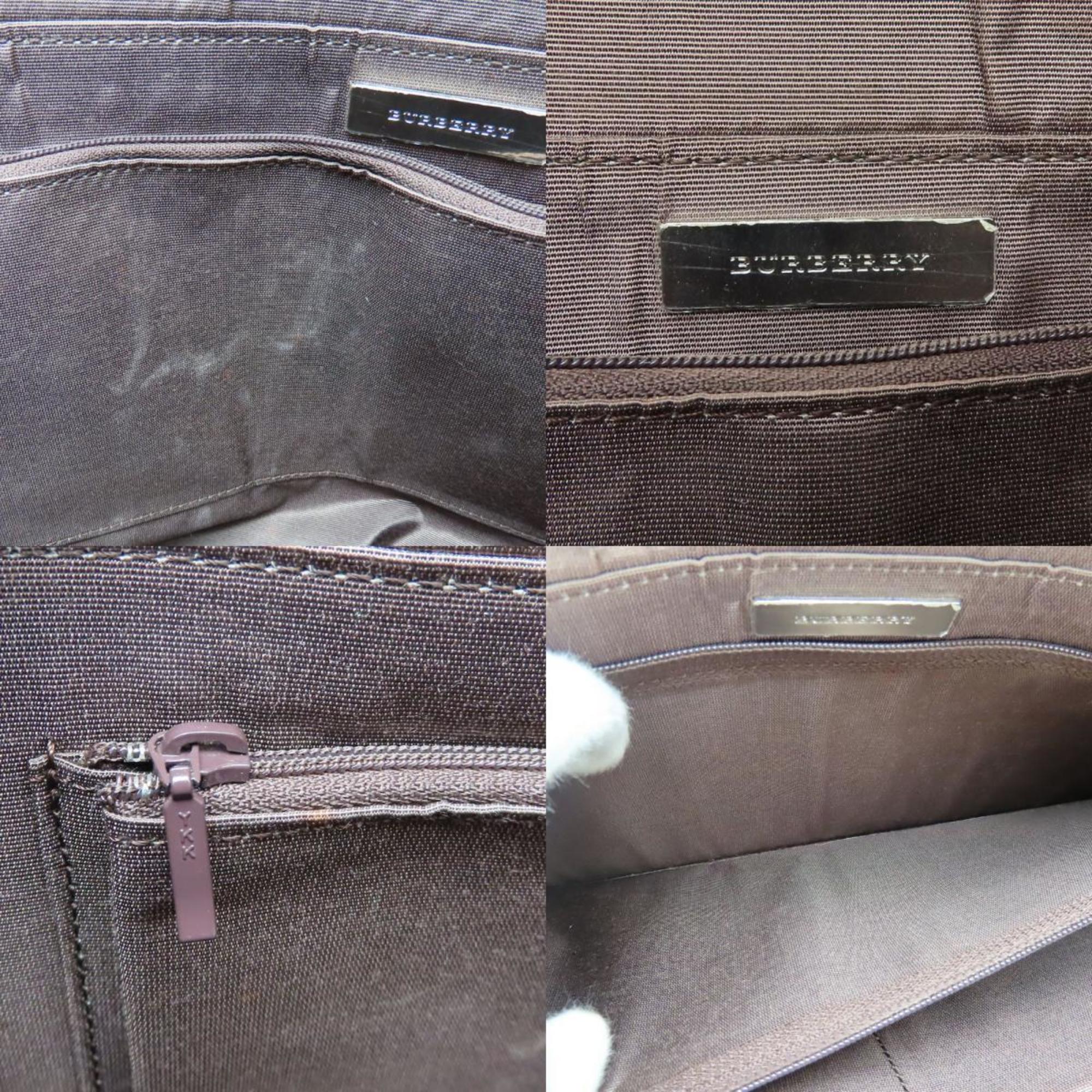 Burberry Beige Brown Canvas Leather Tote Bag (Pre-Owned)