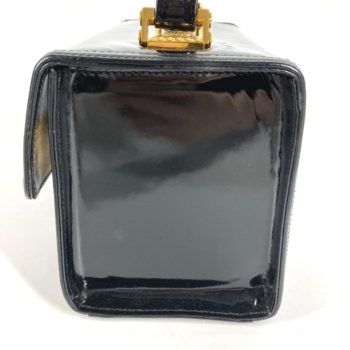 Versace Black Patent Leather Handbag Vanity Bag (Pre-Owned)
