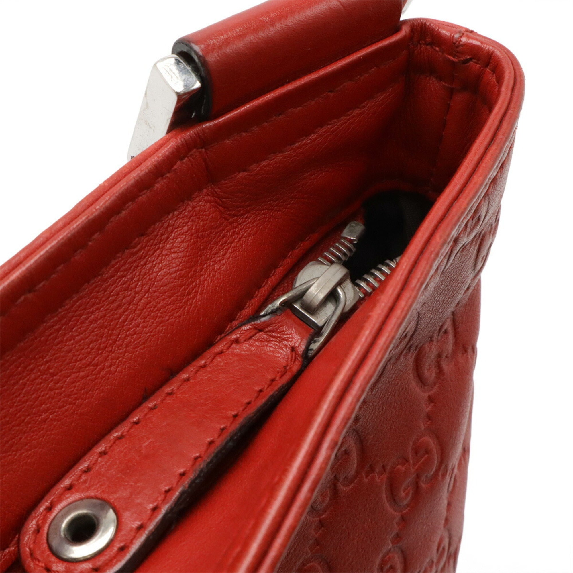 Gucci Red Color Leather Canvas Messenger Bag Shoulder Bag (Pre-Owned)
