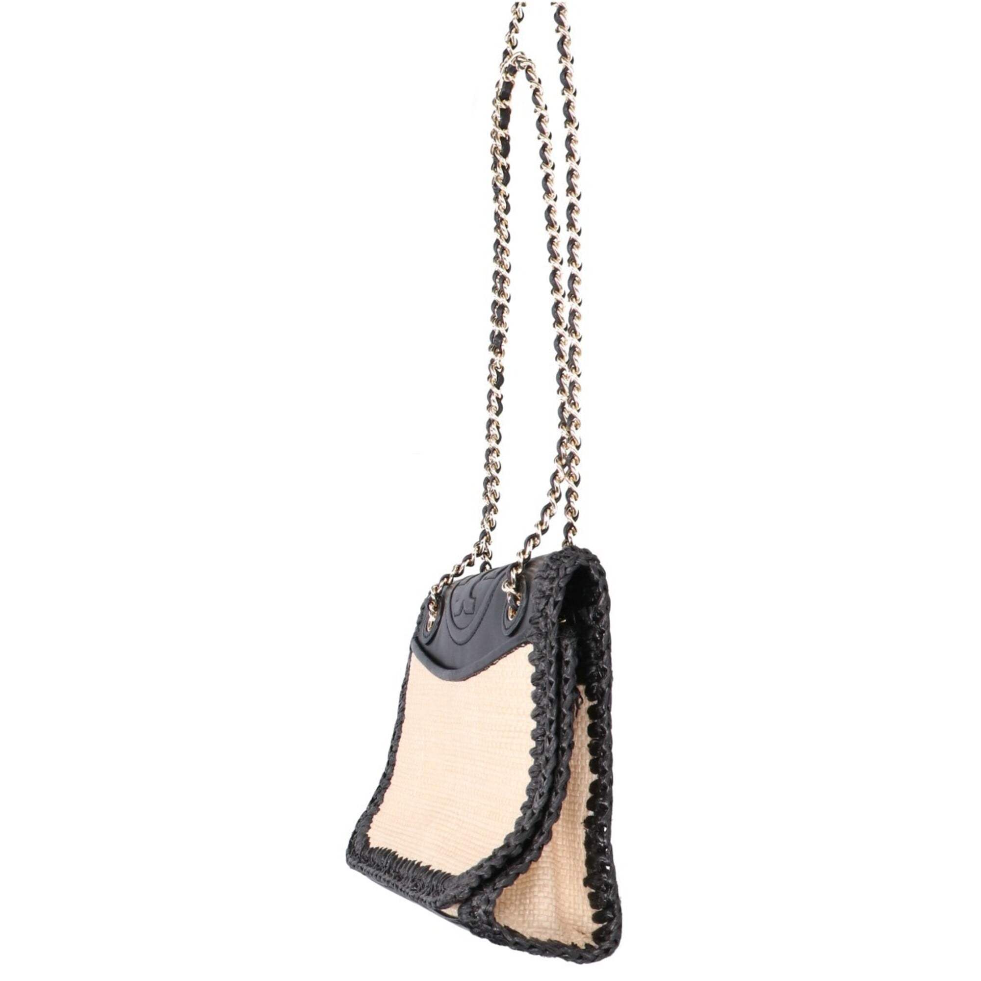 Tory Burch Beige Black Leather Handbag (Pre-Owned)