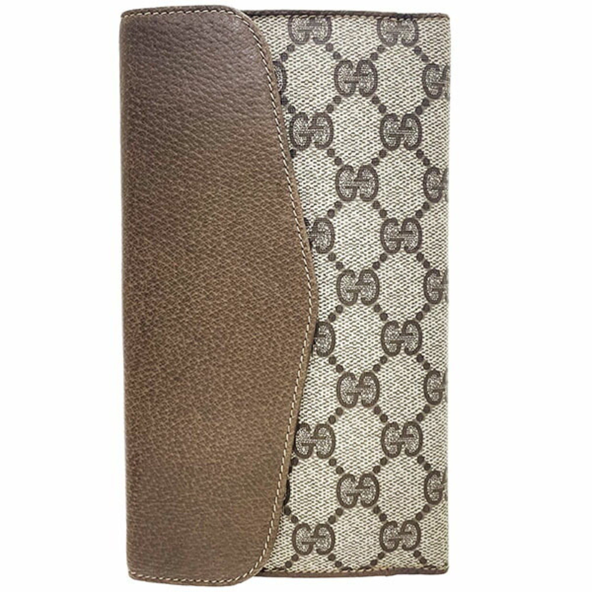 Gucci Beige Brown Pvc Leather Long Wallet (Bi-Fold) (Pre-Owned)
