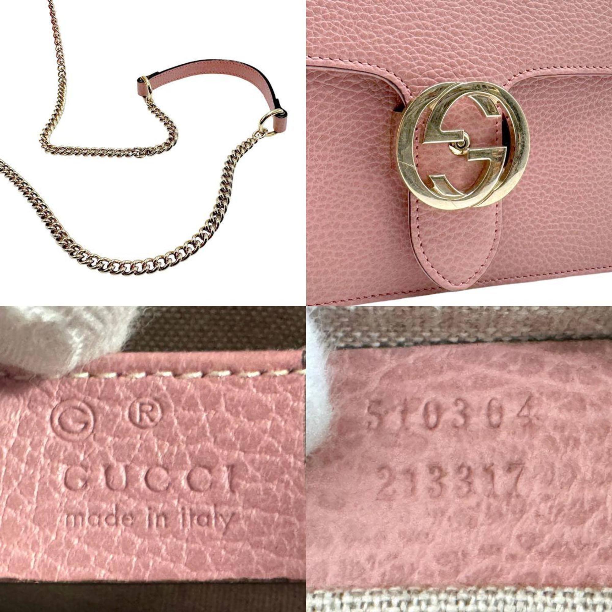 Gucci Pink Leather Shoulder Bag (Pre-Owned)