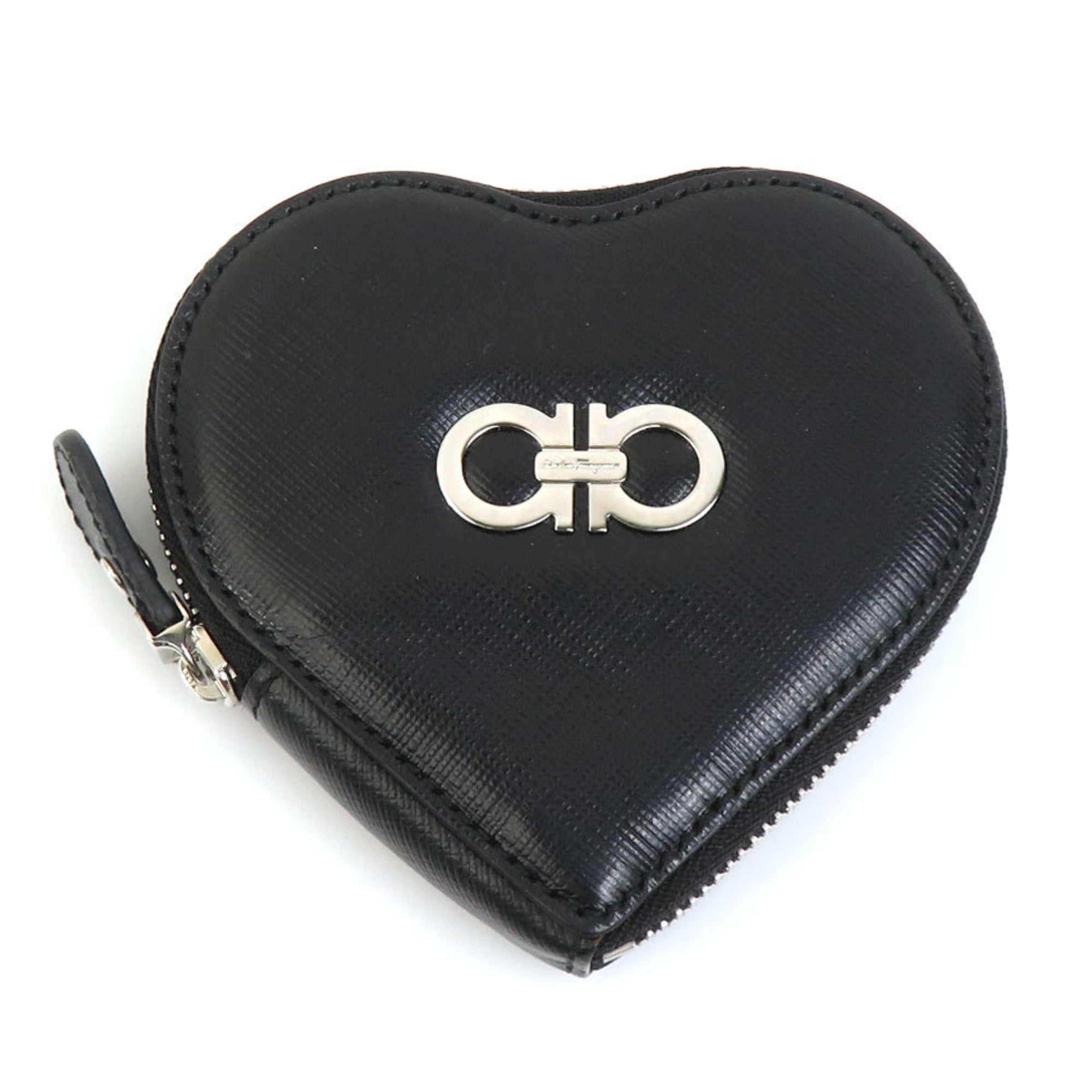 Salvatore Ferragamo Black Leather Coin Purse/Coin Case (Pre-Owned)