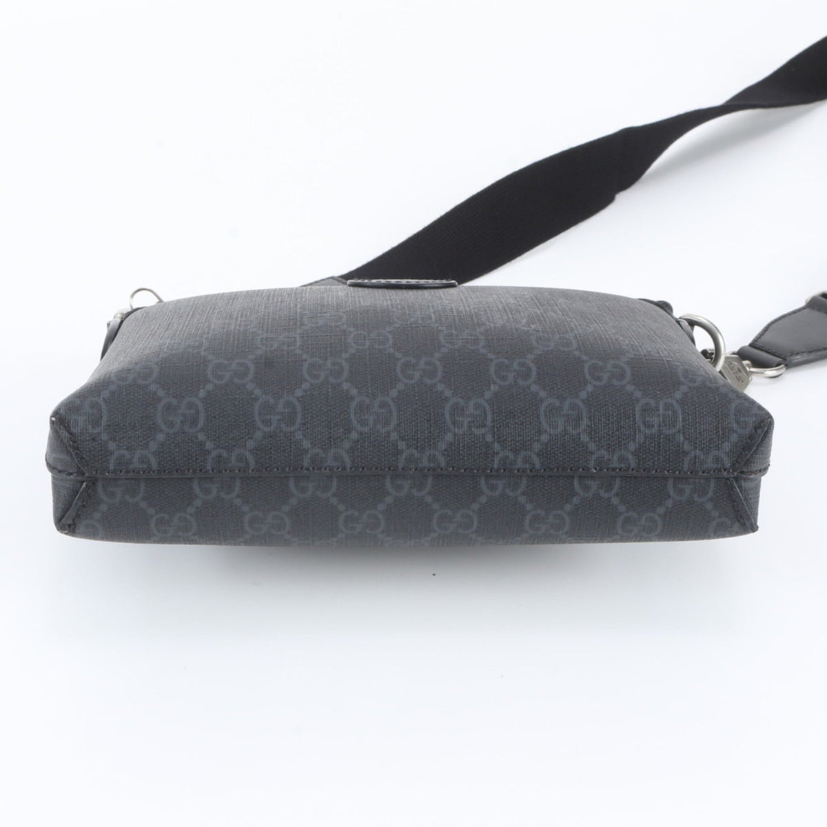 Gucci Black Leather Coated Canvas Messenger Bag Shoulder Bag (Pre-Owned)